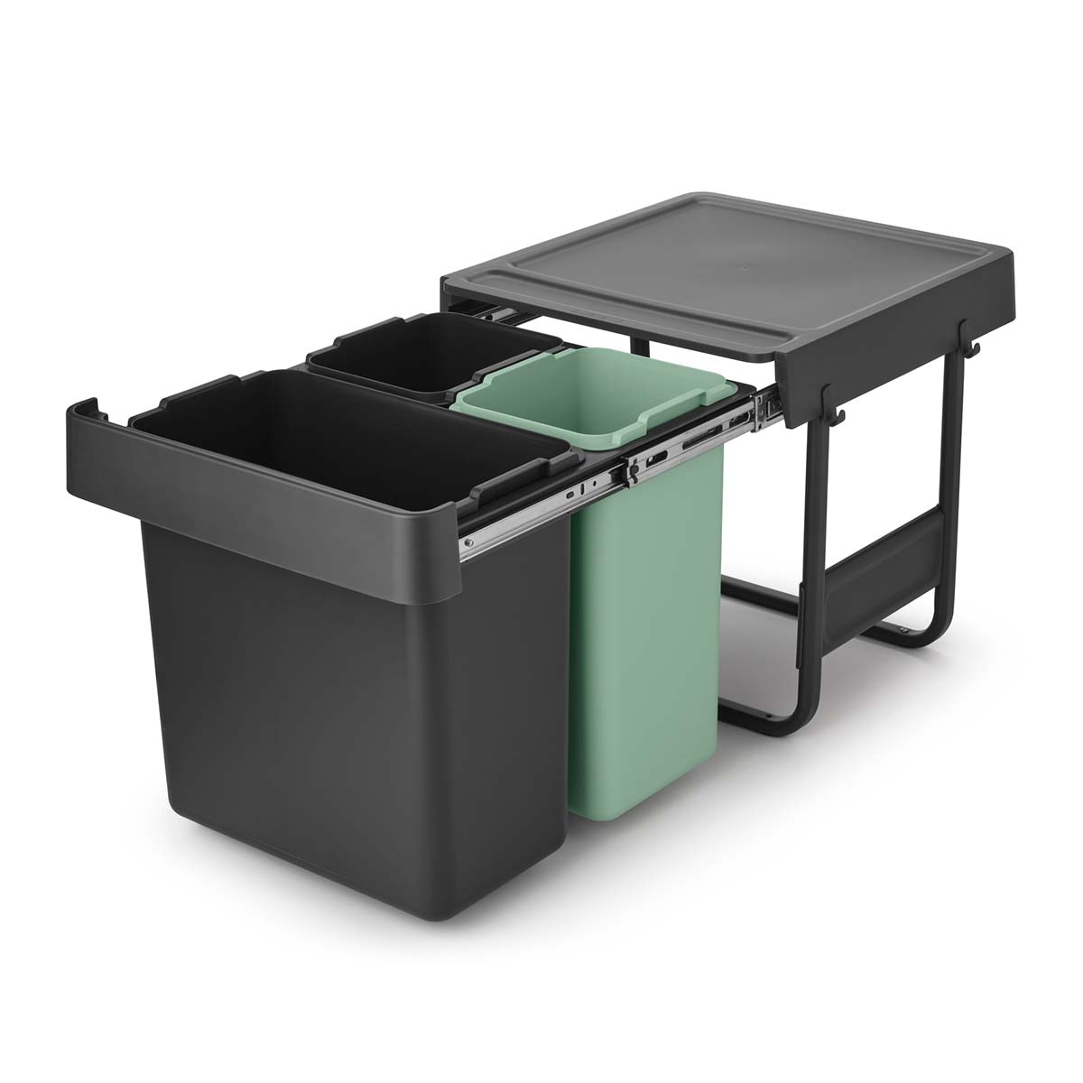 Balde do Lixo Integrado para Reciclagem Sort&Go - 10 + 10 + 20 L Cinzento-escuro-3