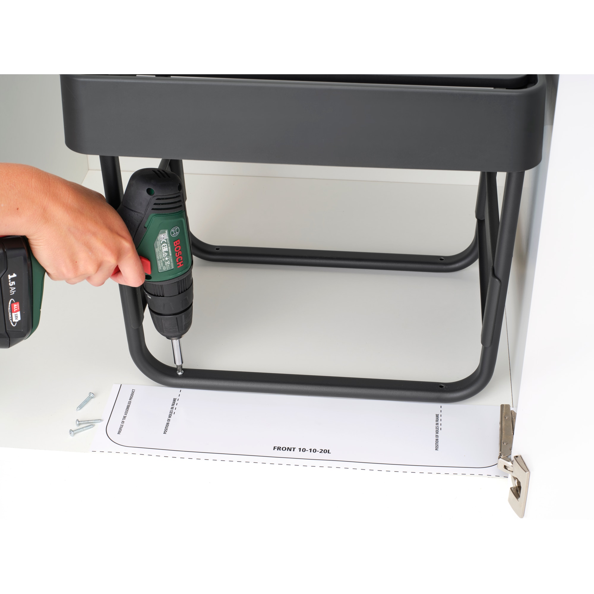 Balde do Lixo Integrado para Reciclagem Sort&Go - 10 + 10 + 20 L Cinzento-escuro-9