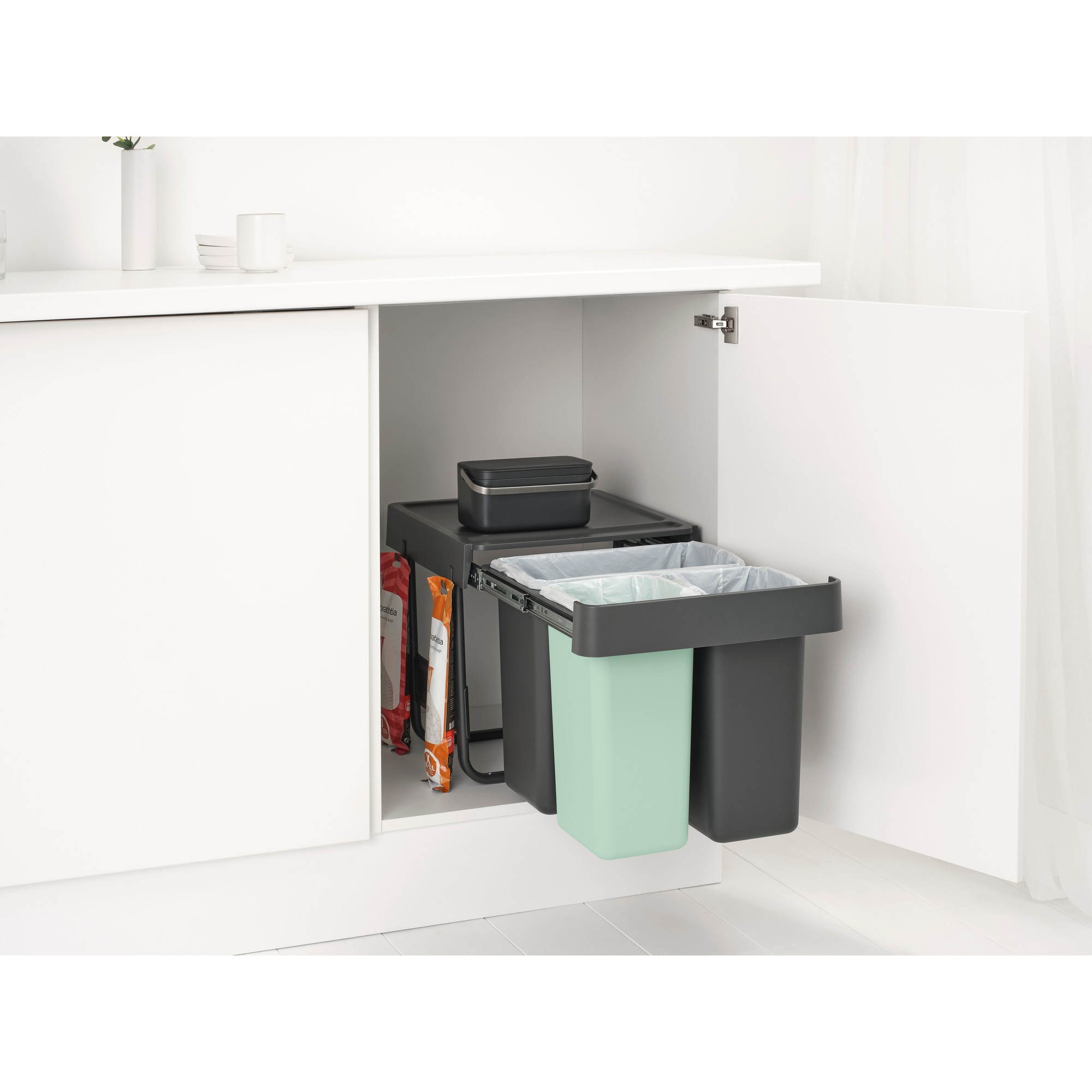 Balde do Lixo Integrado para Reciclagem Sort&Go - 10 + 10 + 20 L Cinzento-escuro-11