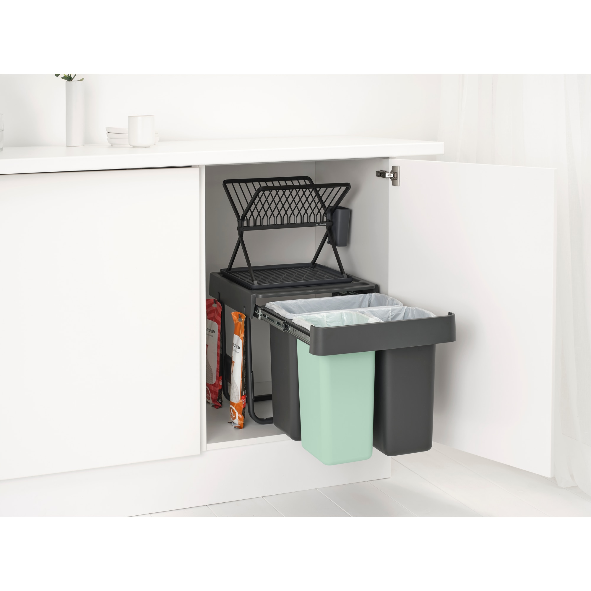 Balde do Lixo Integrado para Reciclagem Sort&Go - 10 + 10 + 20 L Cinzento-escuro-13