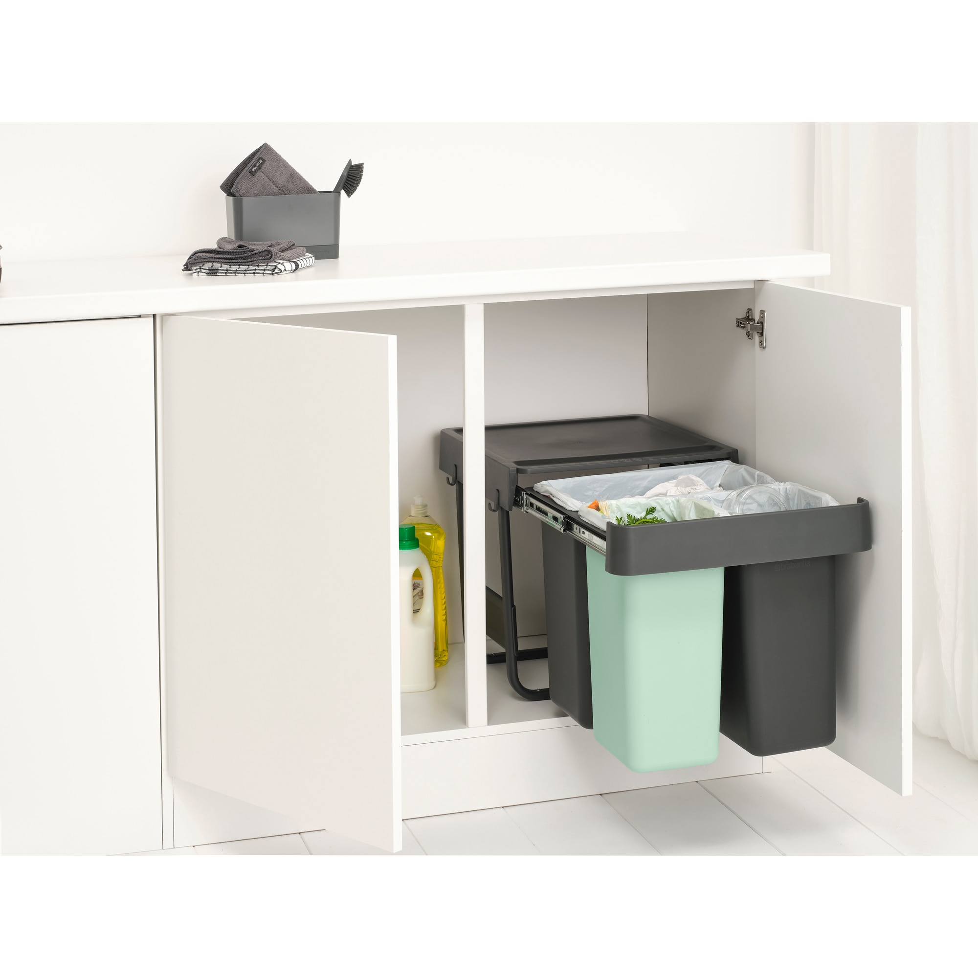 Balde do Lixo Integrado para Reciclagem Sort&Go - 10 + 10 + 20 L Cinzento-escuro-15