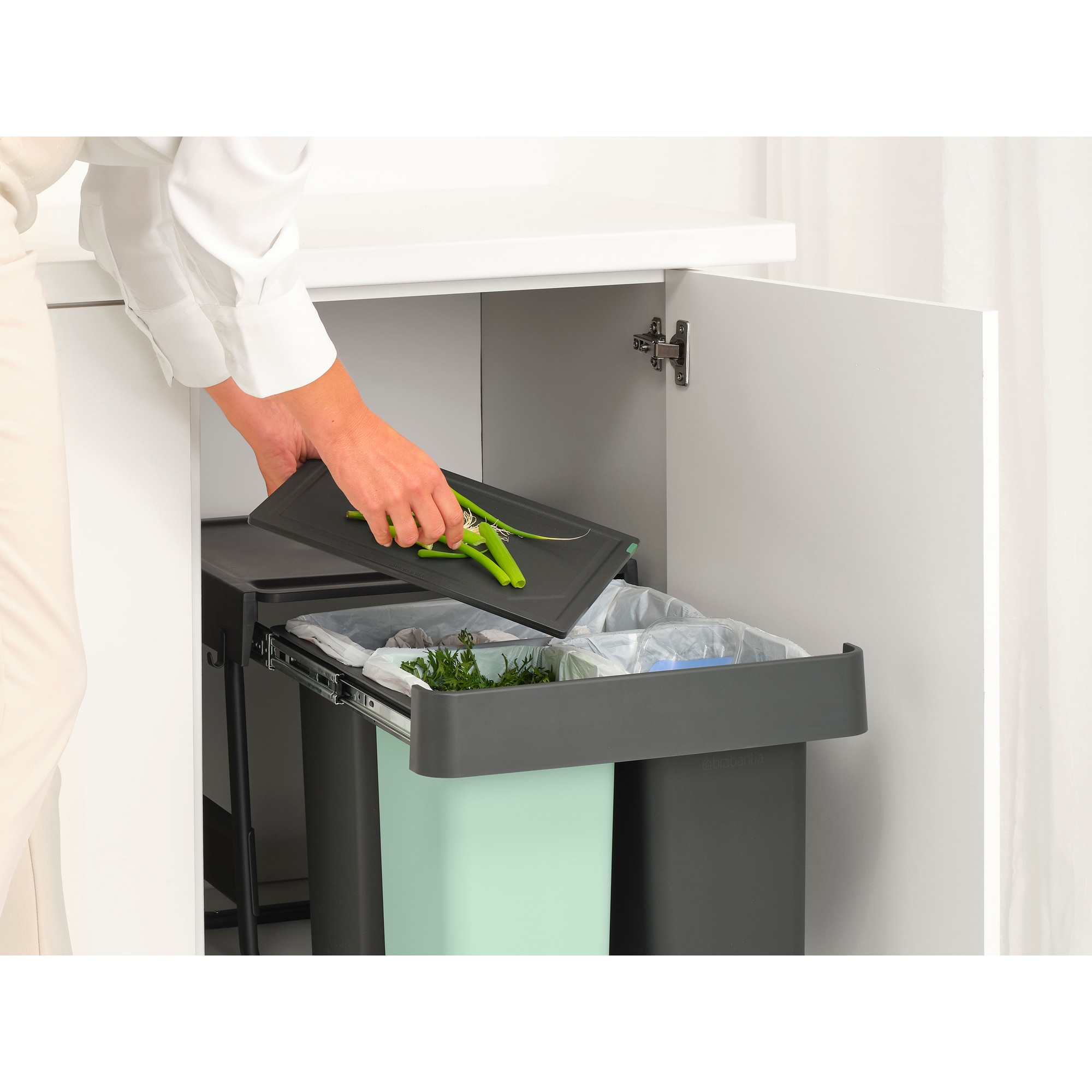 Balde do Lixo Integrado para Reciclagem Sort&Go - 10 + 10 + 20 L Cinzento-escuro-16