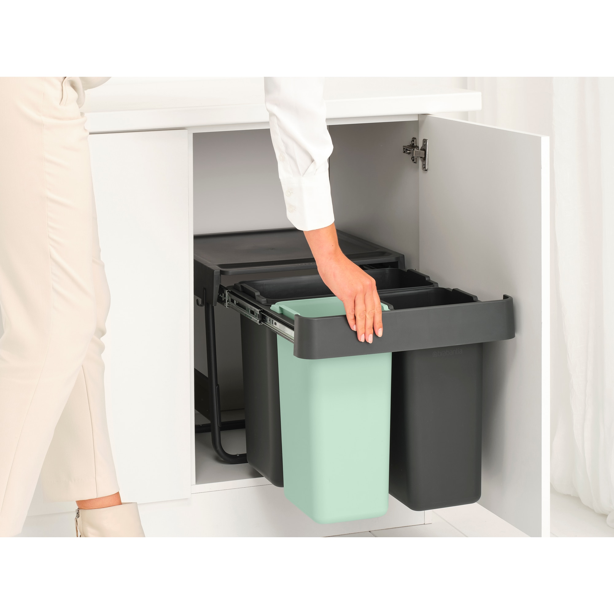 Balde do Lixo Integrado para Reciclagem Sort&Go - 10 + 10 + 20 L Cinzento-escuro-19