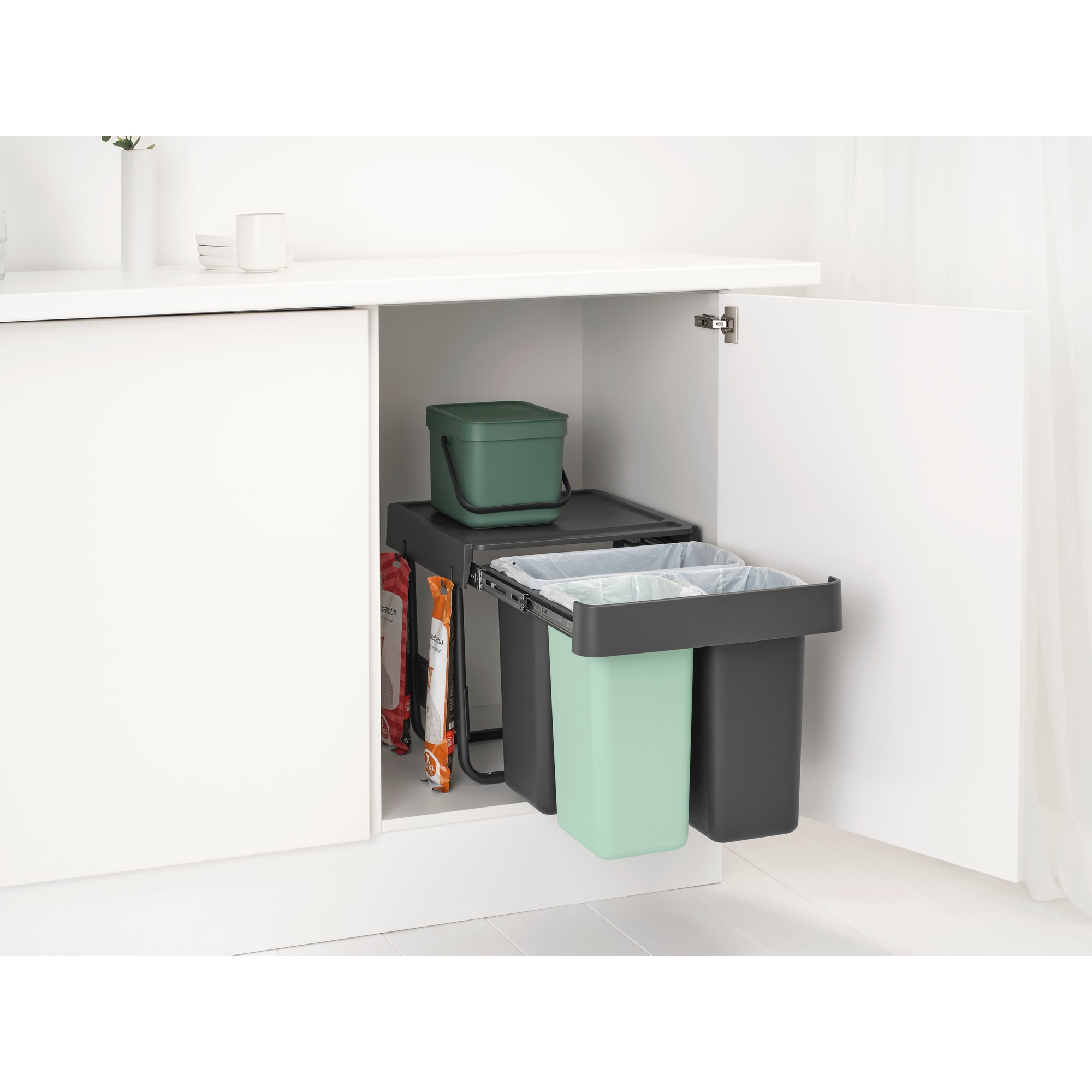 Balde do Lixo Integrado para Reciclagem Sort&Go - 10 + 10 + 20 L Cinzento-escuro-20