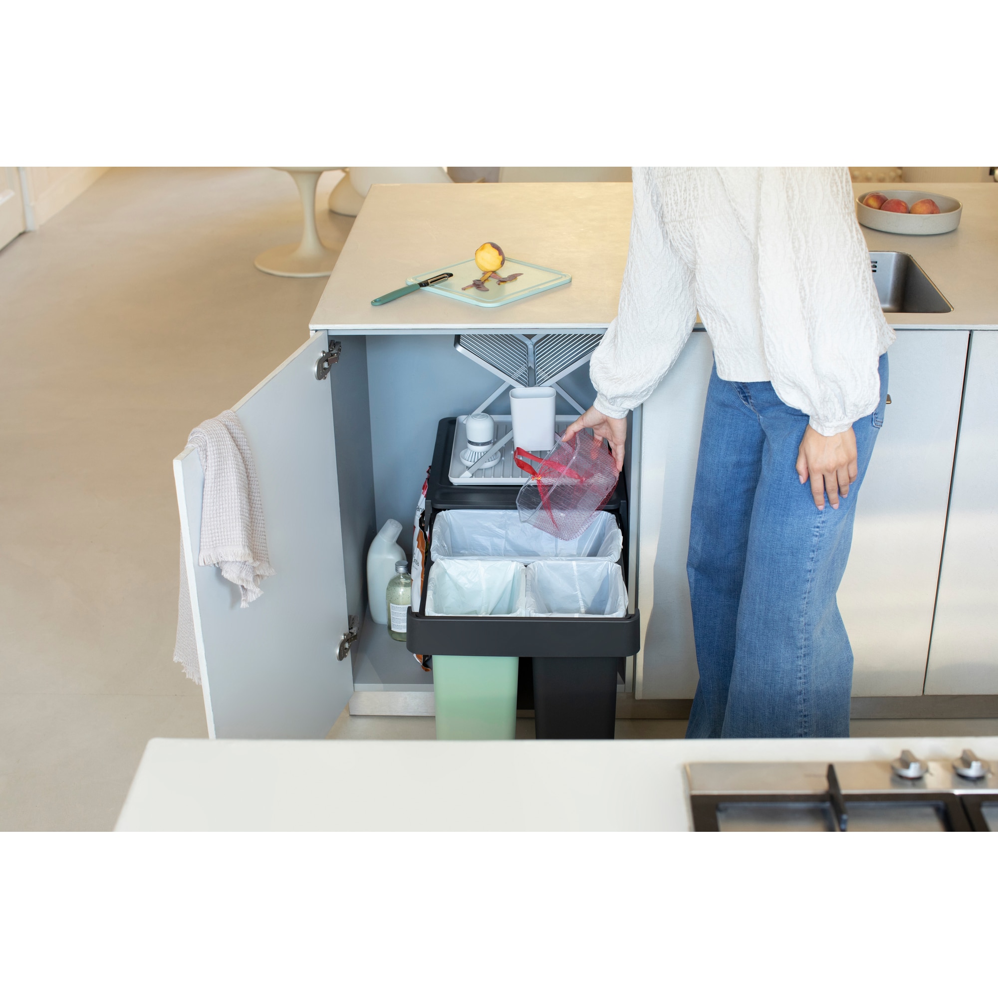 Balde do Lixo Integrado para Reciclagem Sort&Go - 10 + 10 + 20 L Cinzento-escuro-23