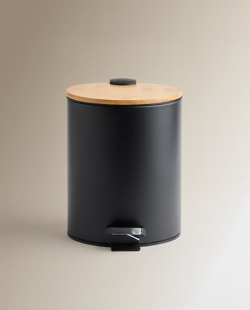 Imagem 0 de Balde do Lixo de Casa de Banho com Tampa de Bambu