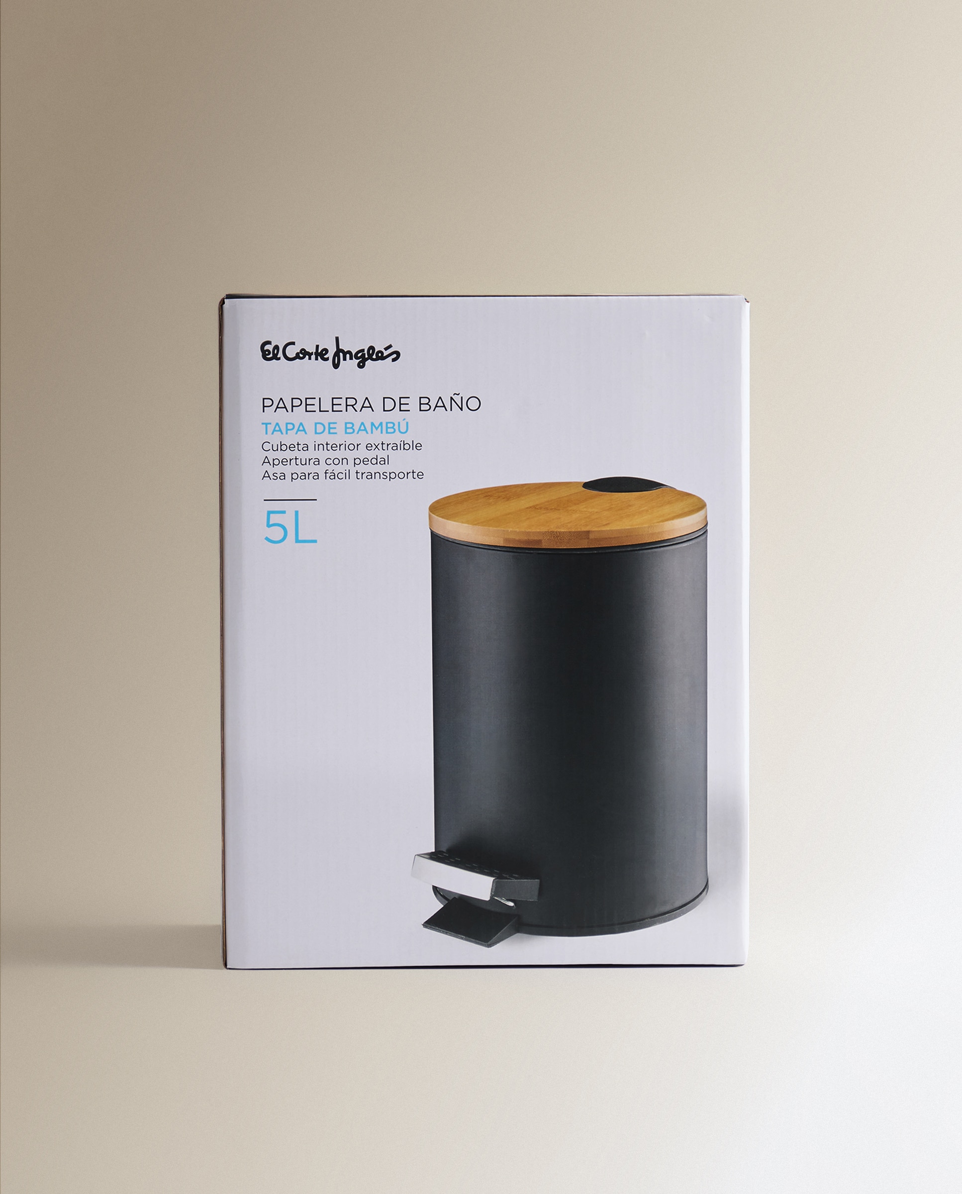 Balde do Lixo de Casa de Banho com Tampa de Bambu Preto-5