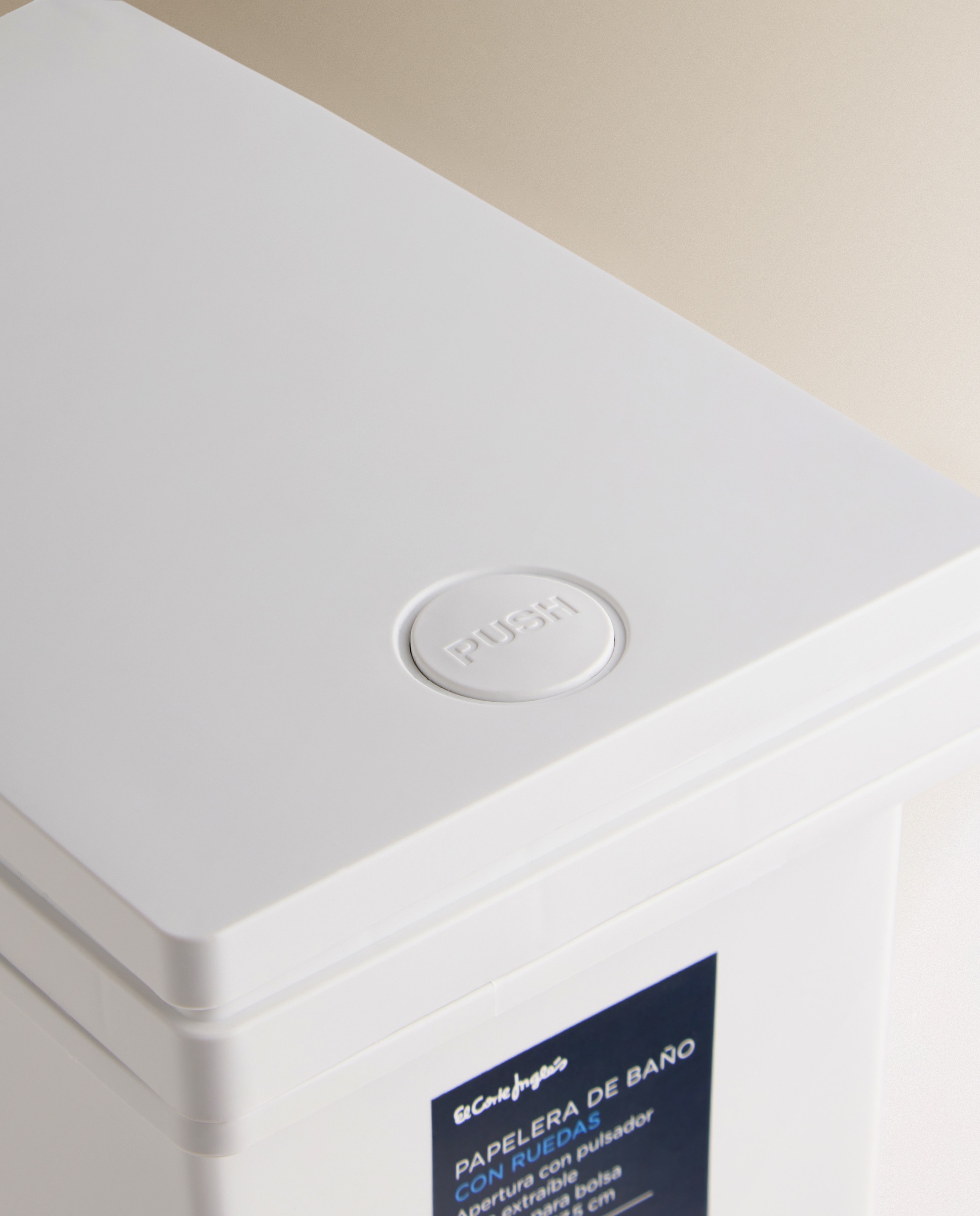 Balde do Lixo de Casa de Banho de Plástico com Rodas - 10 L Branco-3
