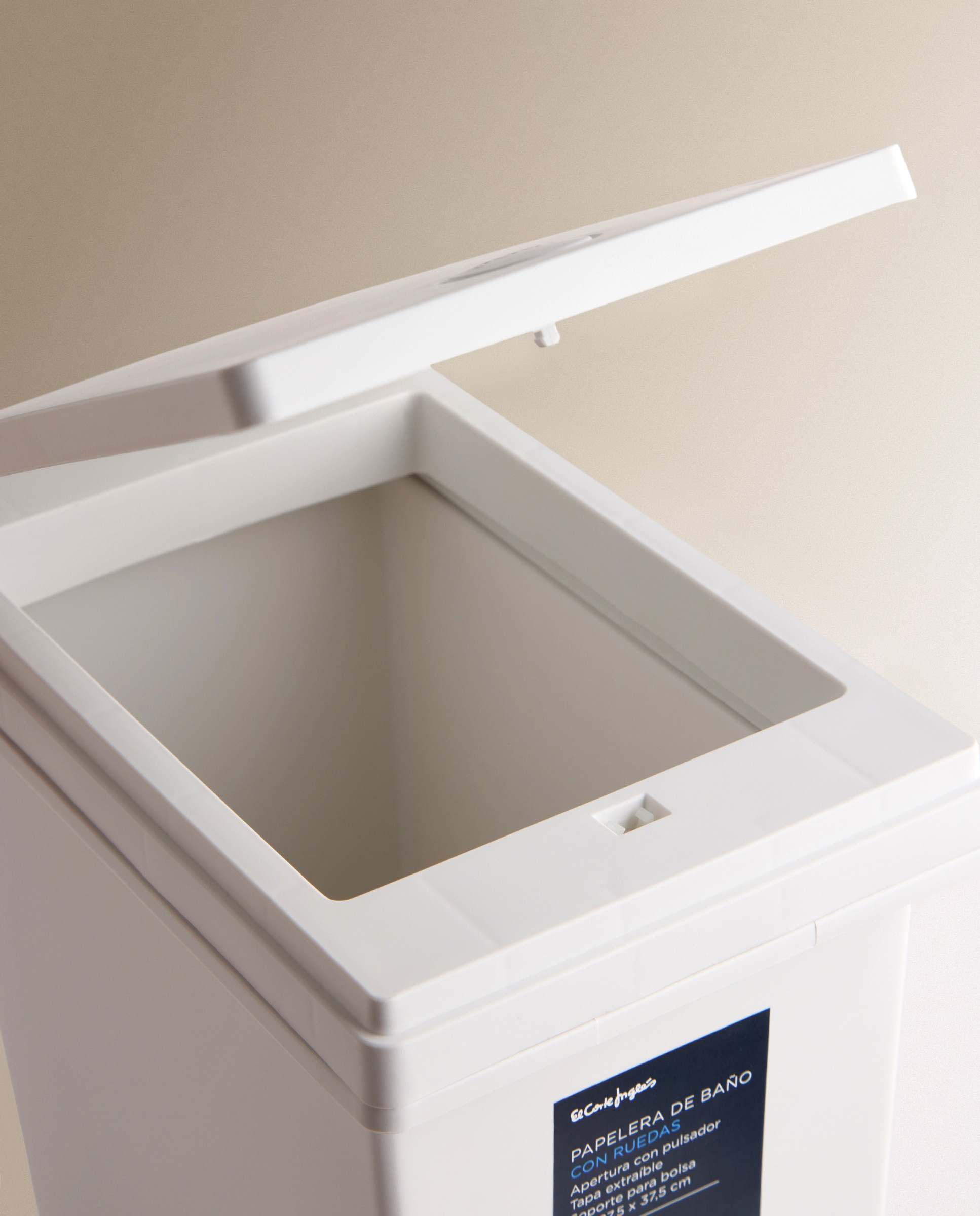 Balde do Lixo de Casa de Banho de Plástico com Rodas - 10 L Branco-4