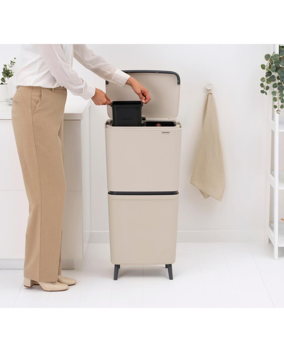 Cubo de Reciclagem SortUp 10 + 10 + 25 L Brabantia Bege-9