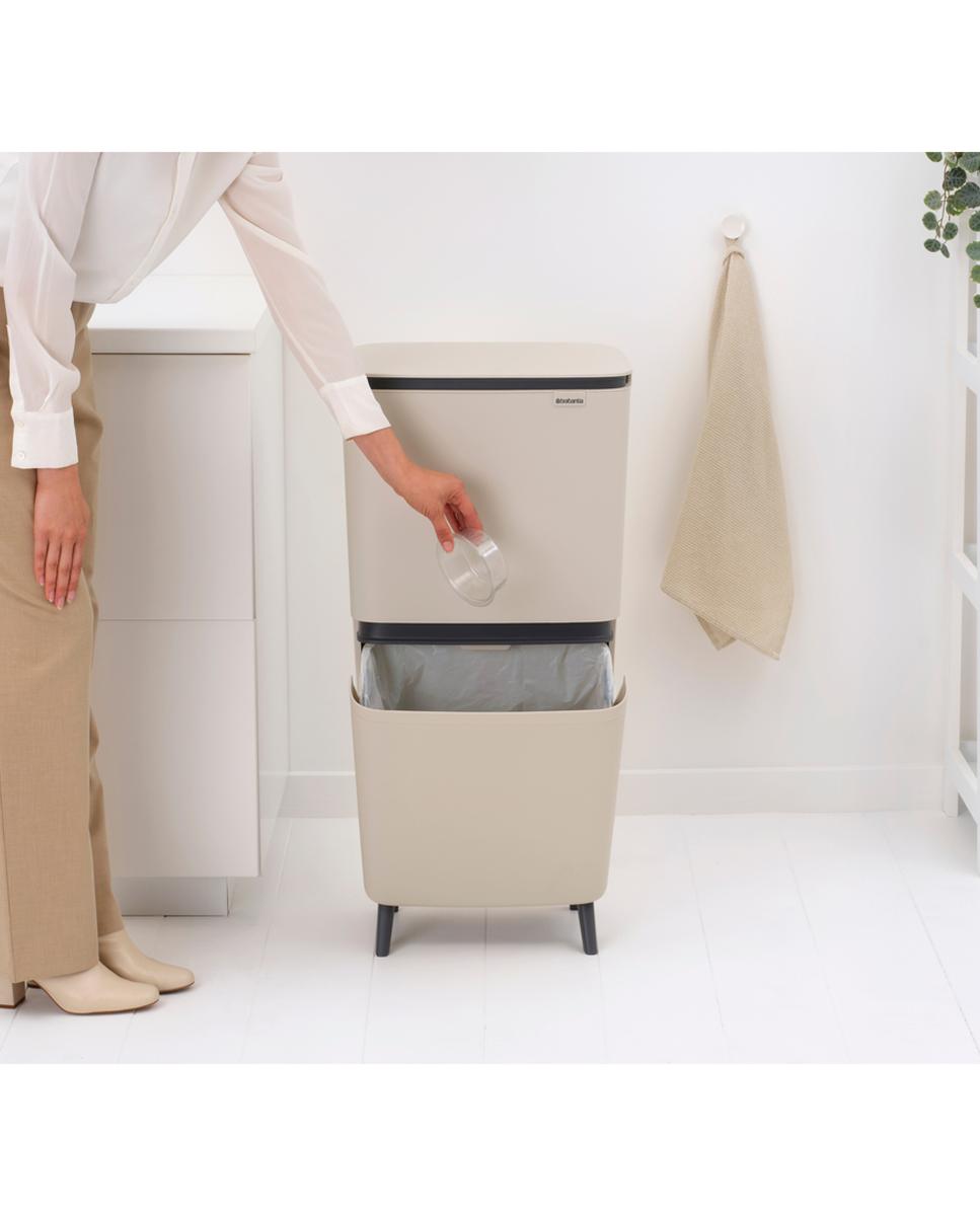 Cubo de Reciclagem SortUp 10 + 10 + 25 L Brabantia Bege-12