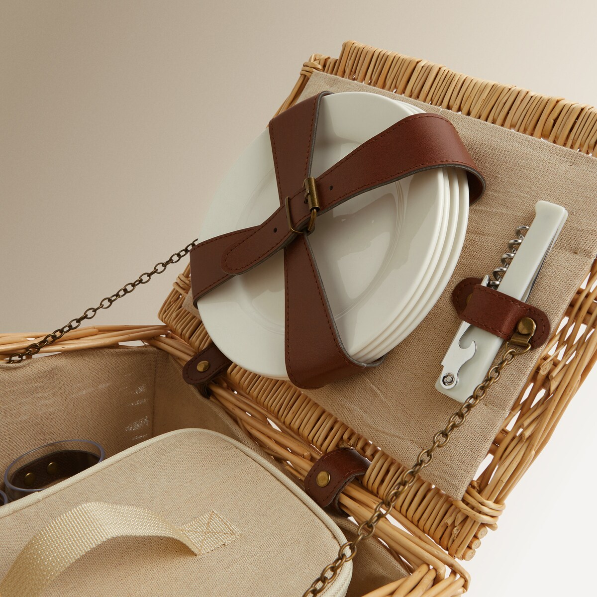 Cesta de piquenique para 4 pessoas El Corte Inglés Natural-3