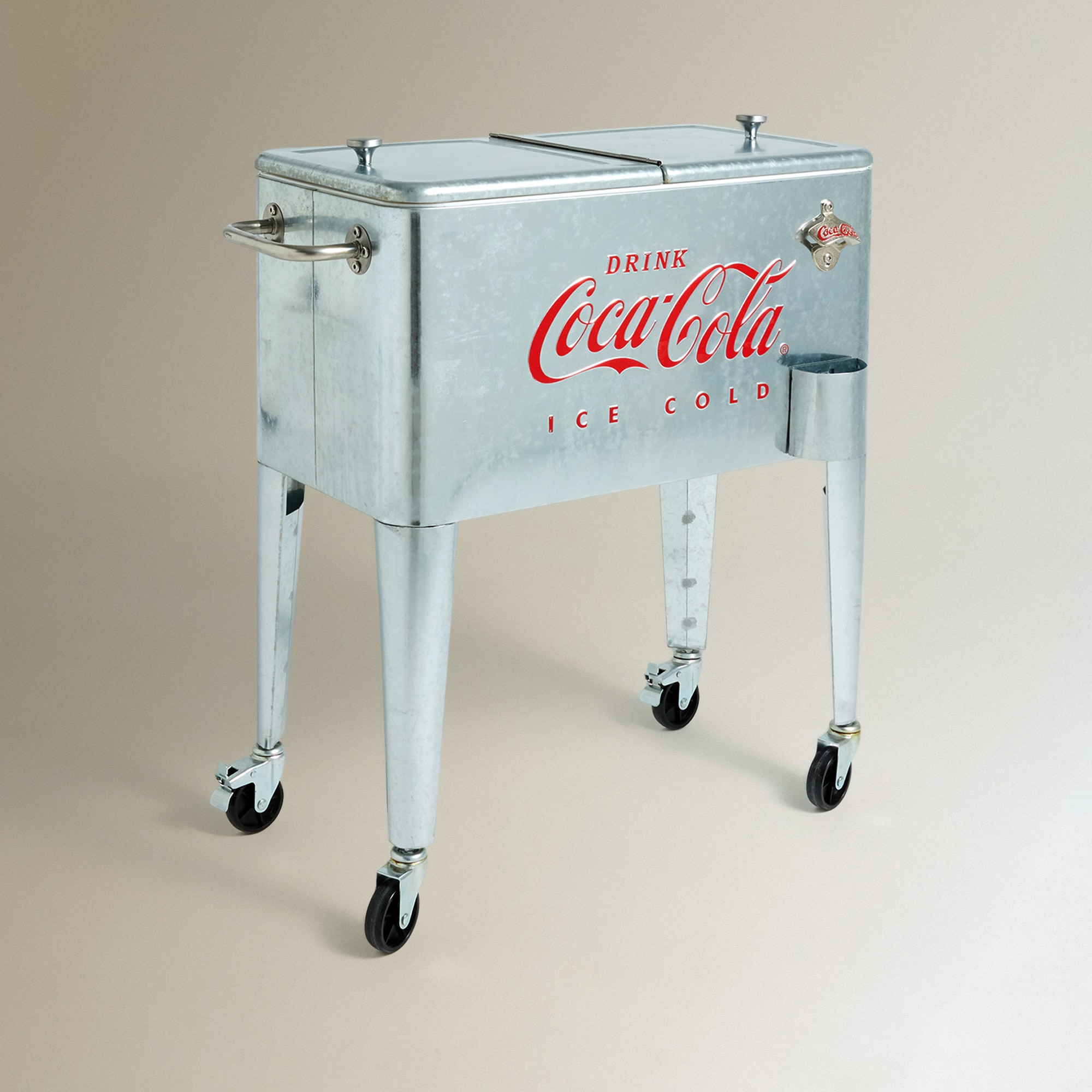 Imagen 0 de Carrito nevera galvanizado para jardín Coca Cola Plata