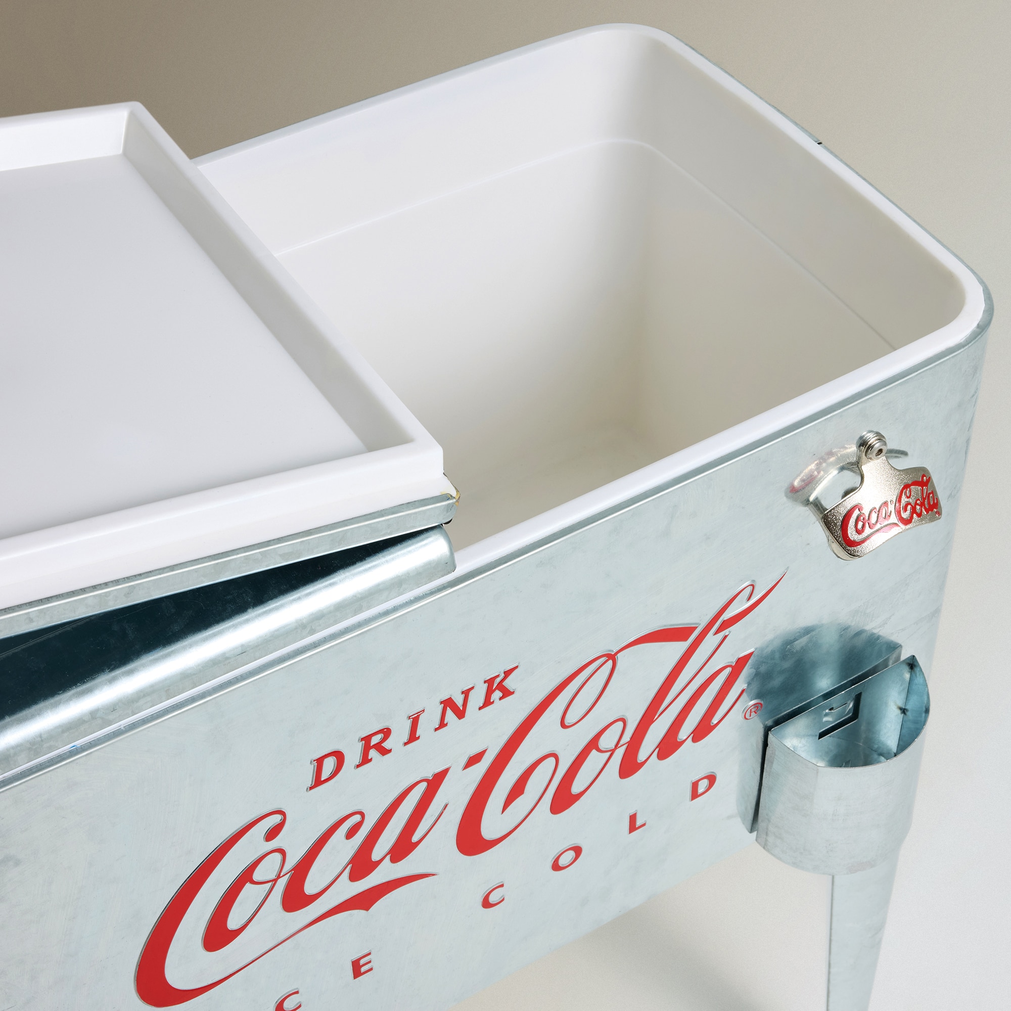 Carrito nevera galvanizado para jardín Coca Cola - Plata Plata-2