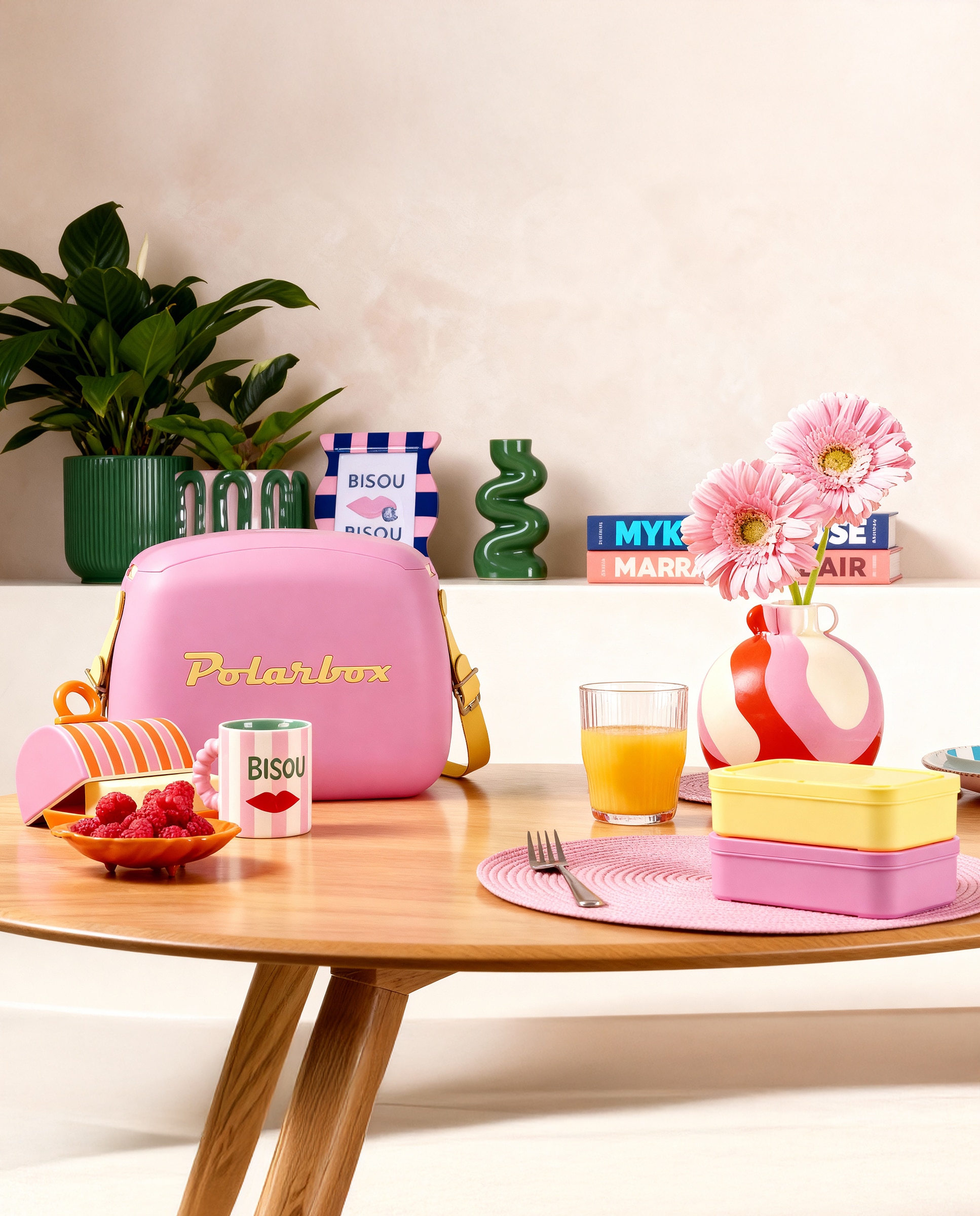 Nevera portátil con 2 contenedores CoolerBag Polarbox Rosa-7