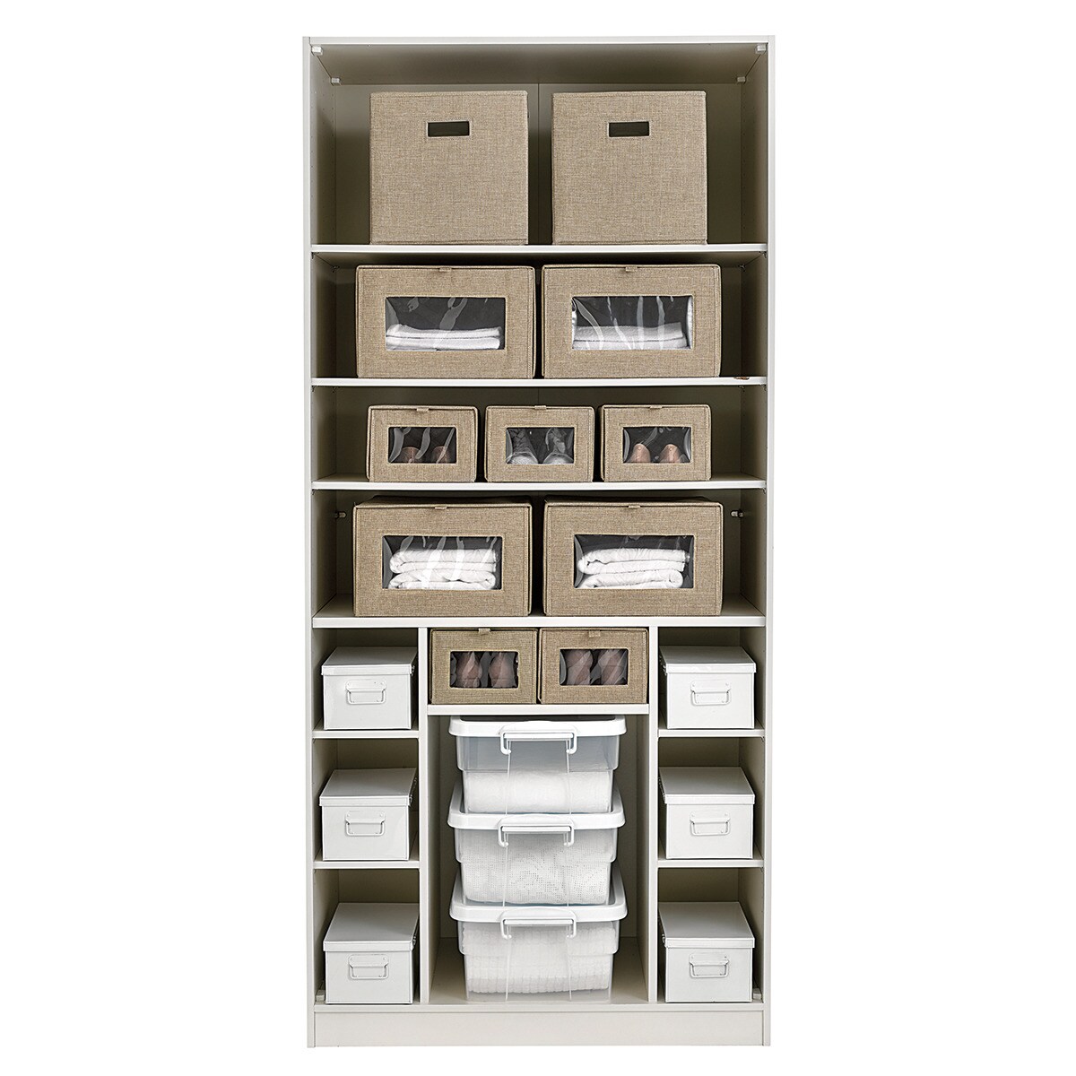 Caja organizadora plegable con ventana El Corte Inglés - Beige Pequeño Beige-4