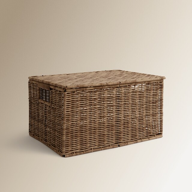 Imagen 0 de Cesta con tapa trenzada Poliratán Marrón El Corte Inglés
