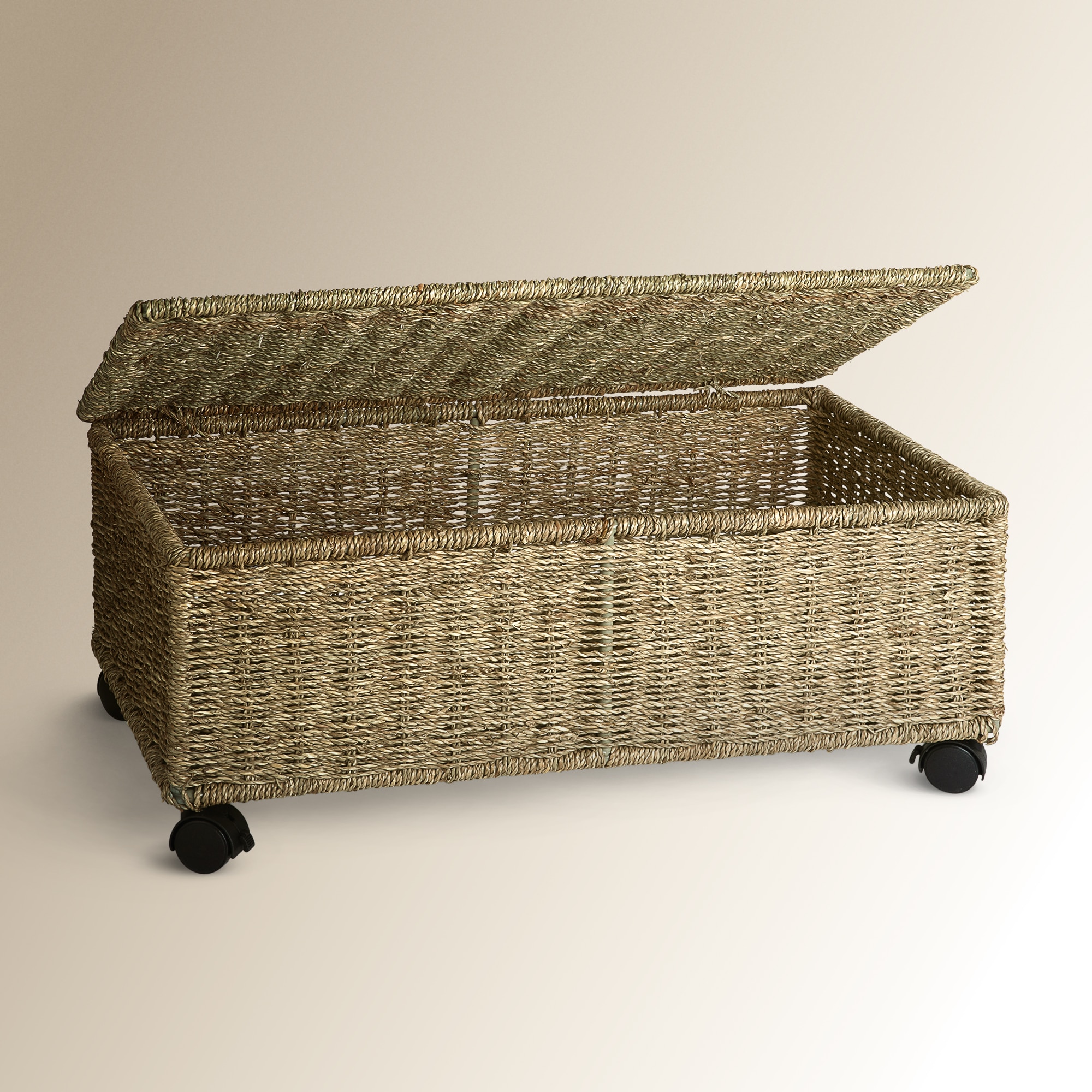 Cesto Caixa com Rodas Seagrass Natural-2