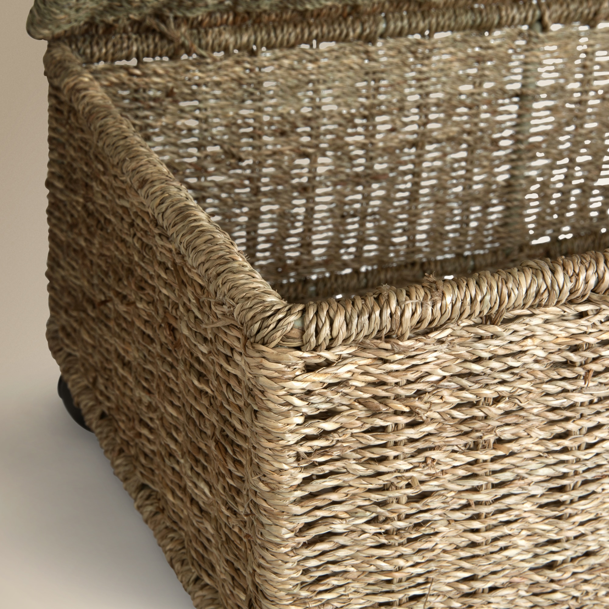 Cesto Caixa com Rodas Seagrass Natural-4