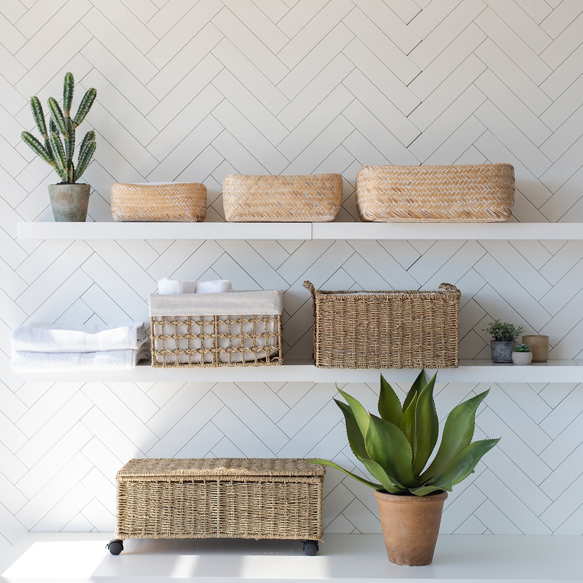 Cesto Caixa com Rodas Seagrass Natural-5