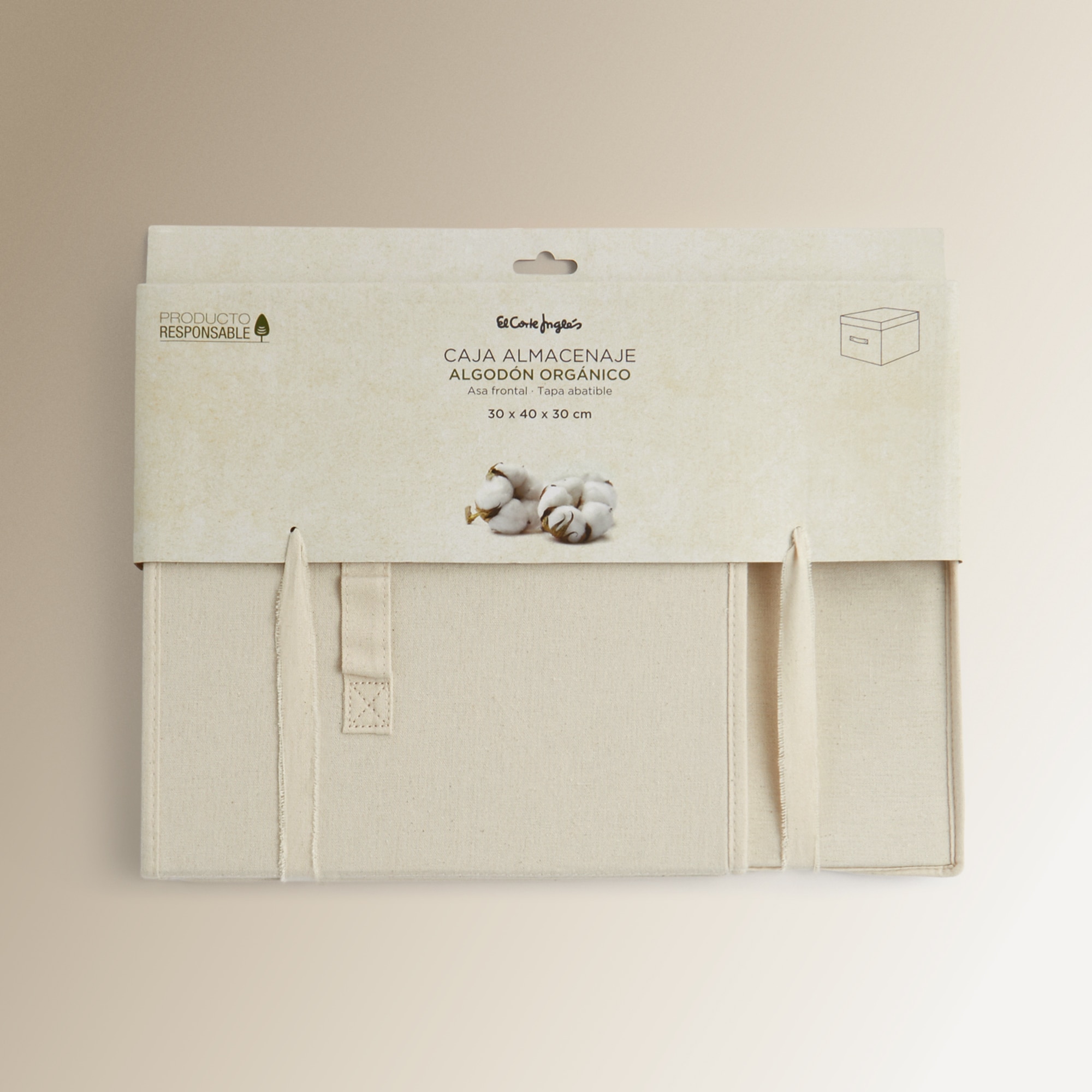 Caixa organizadora dobrável em algodão orgânico Natural-5