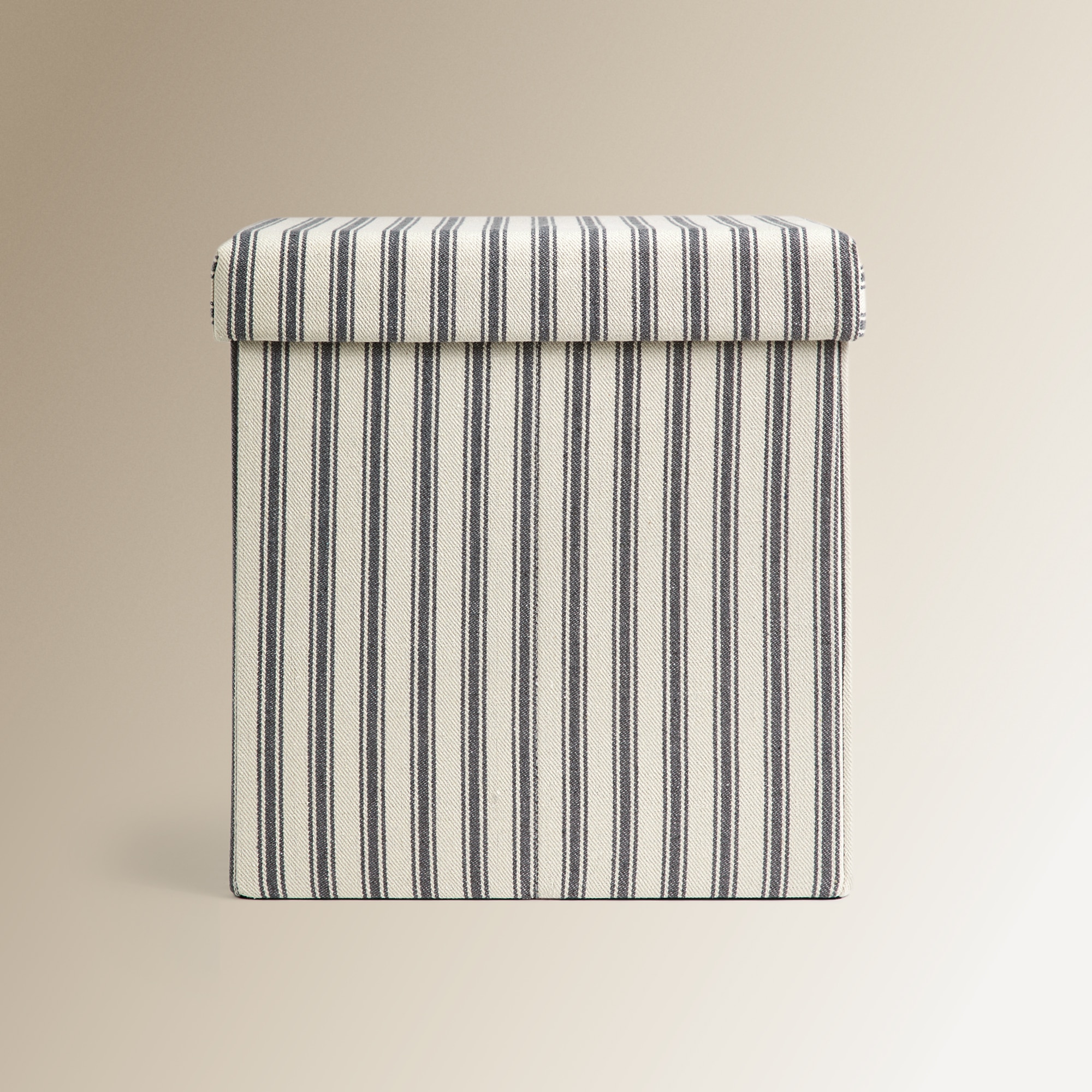 Caixa puf às riscas Branco-1