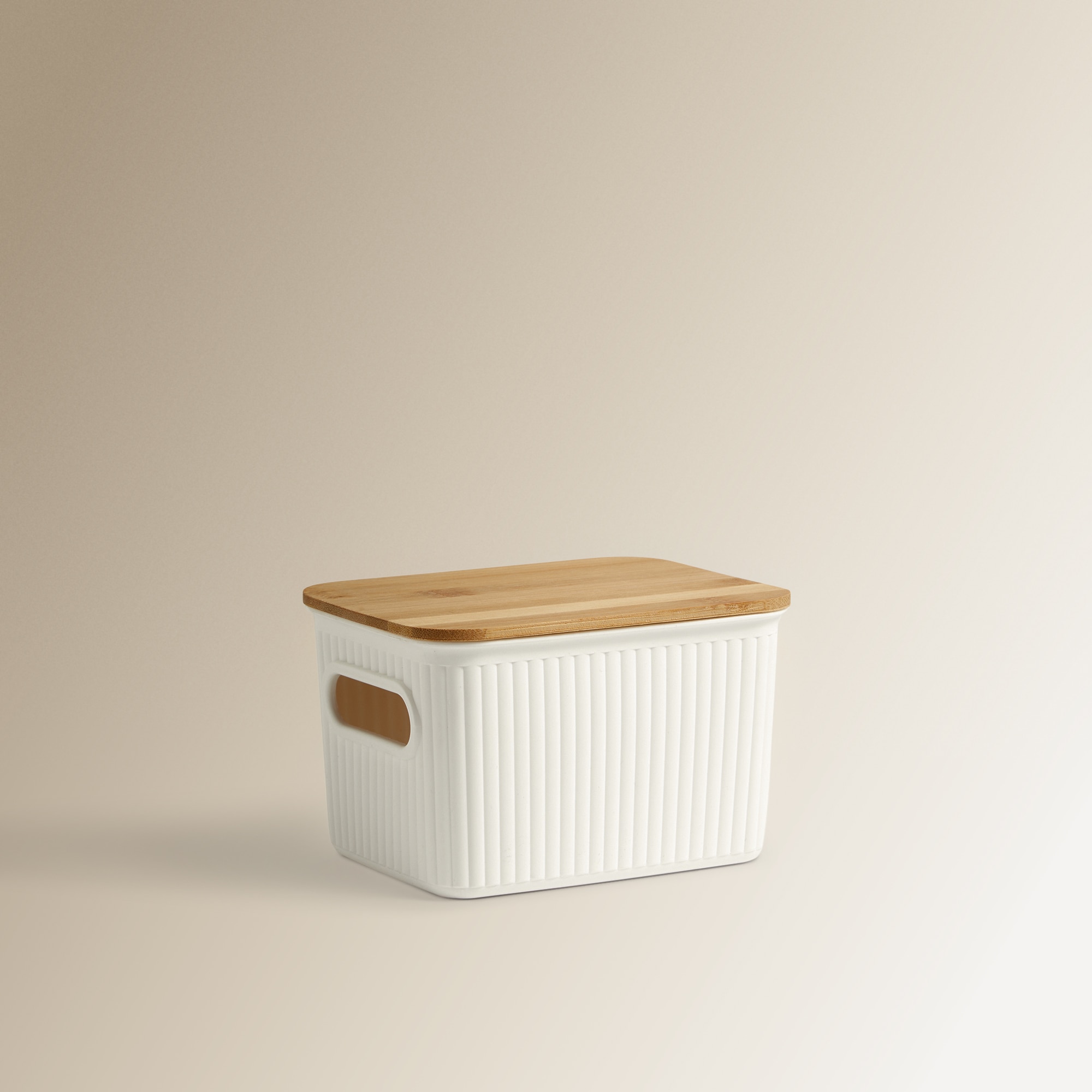 Caixa Organizadora com Tampa de Bambu Branco-1