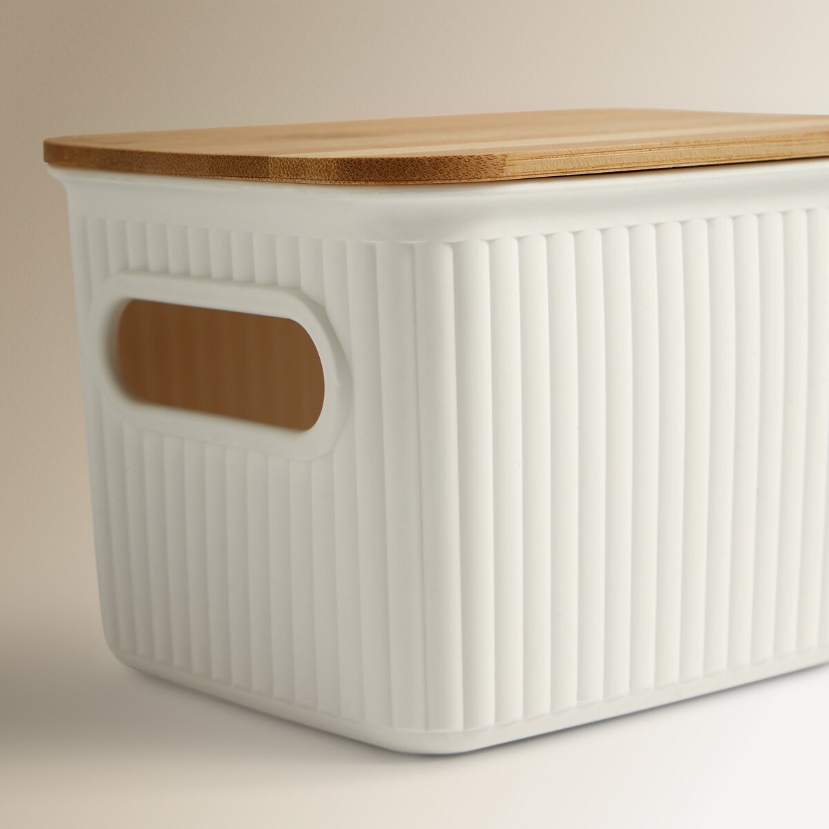 Caixa Organizadora com Tampa de Bambu Branco-2