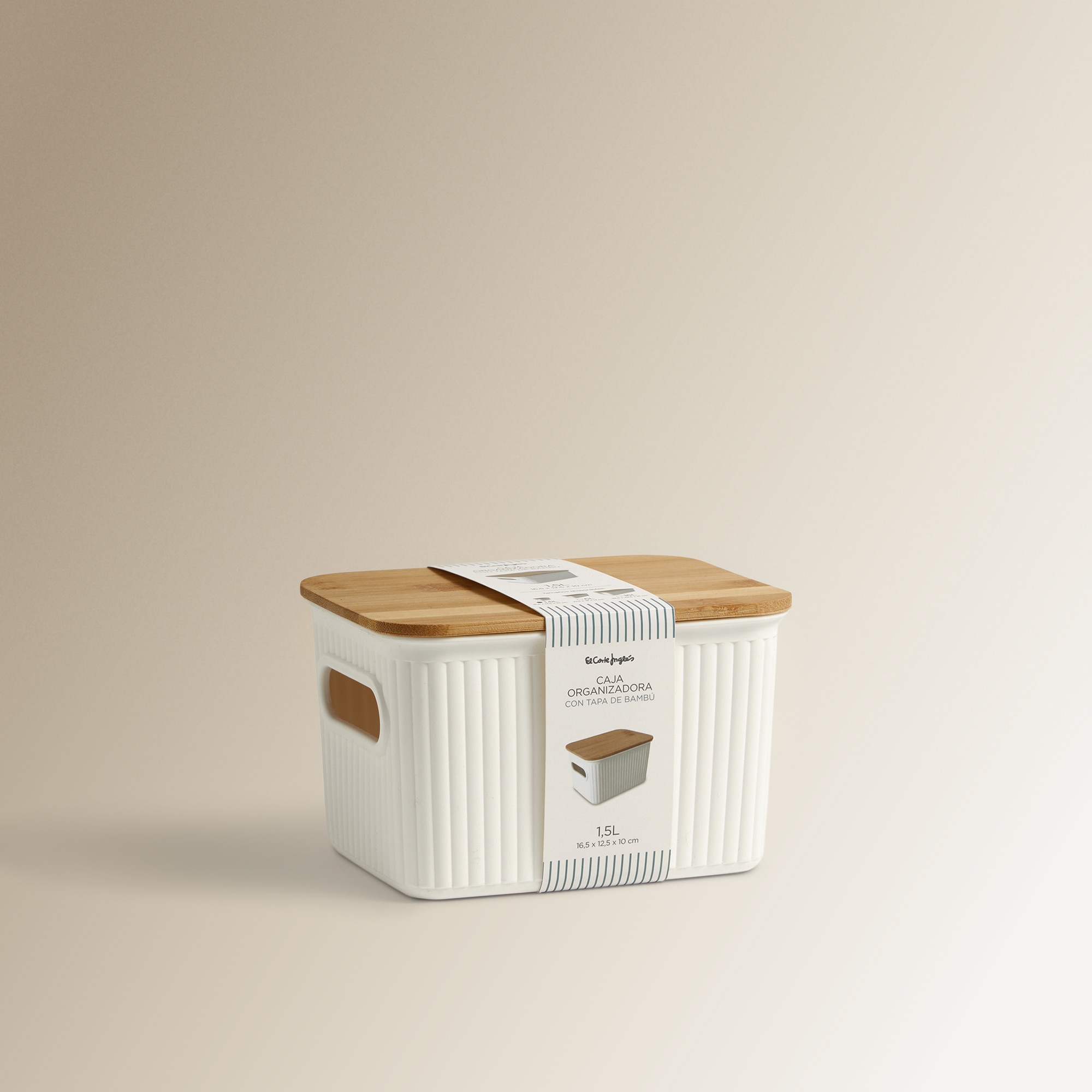 Caixa Organizadora com Tampa de Bambu Branco-4