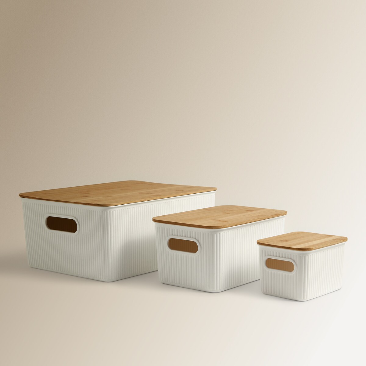 Caixa Organizadora com Tampa de Bambu Branco-5