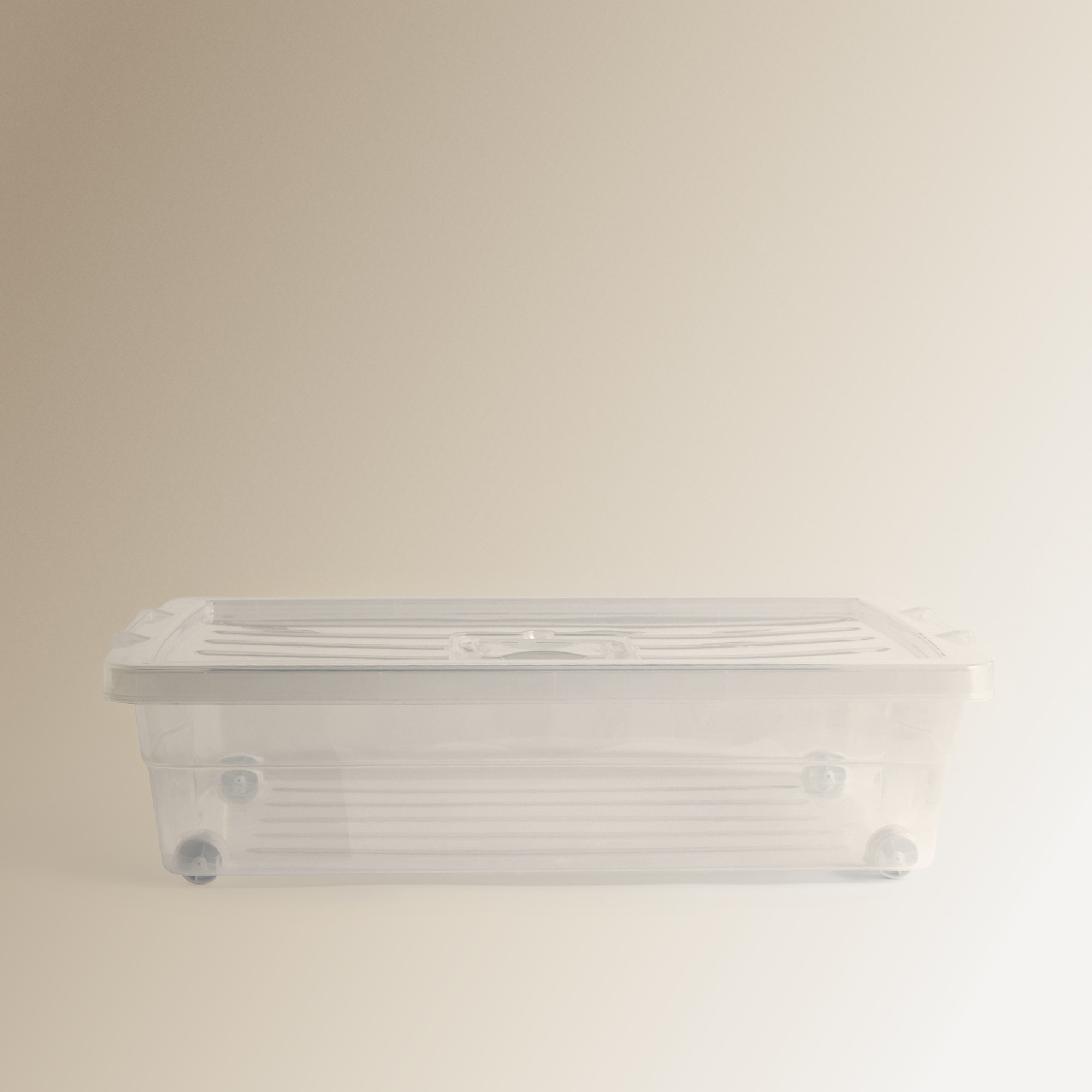 Caja de almacenaje bajo cama con ruedas - Transparente 30 litros Transparente-2