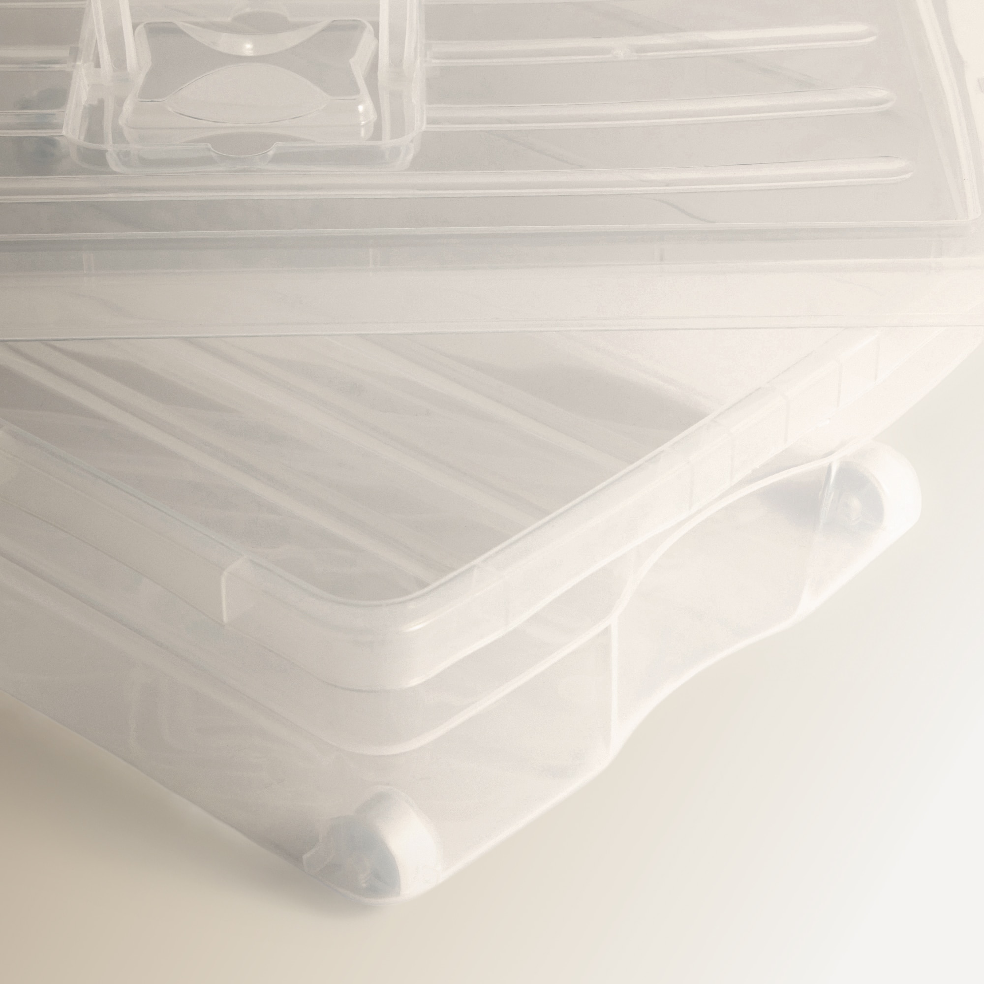 Caja de almacenaje bajo cama con ruedas - Transparente 30 litros Transparente-5