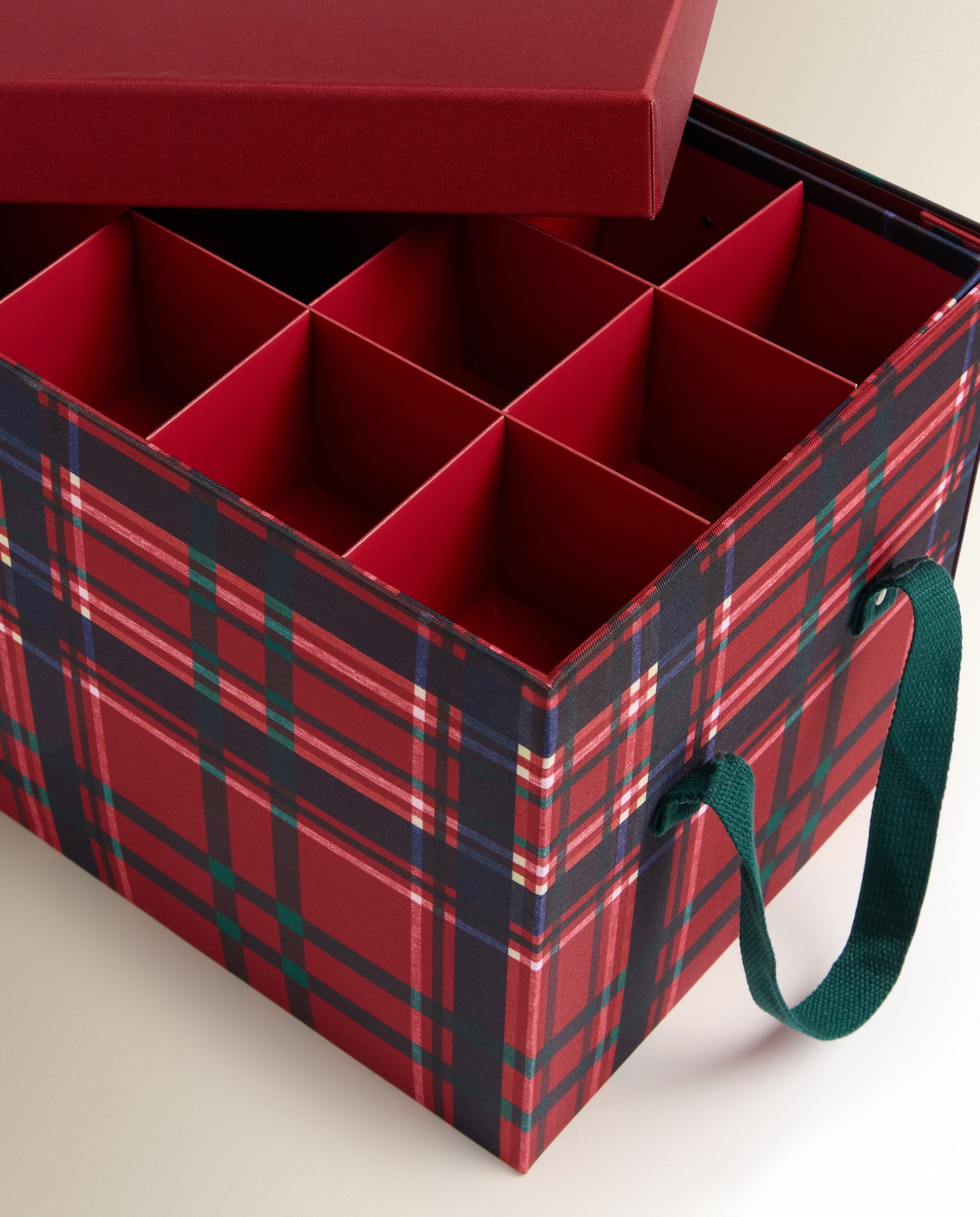 Imagen 3 de Caja organizadora con 36 compartimentos tartán Navidad - Rojo Grande Rojo