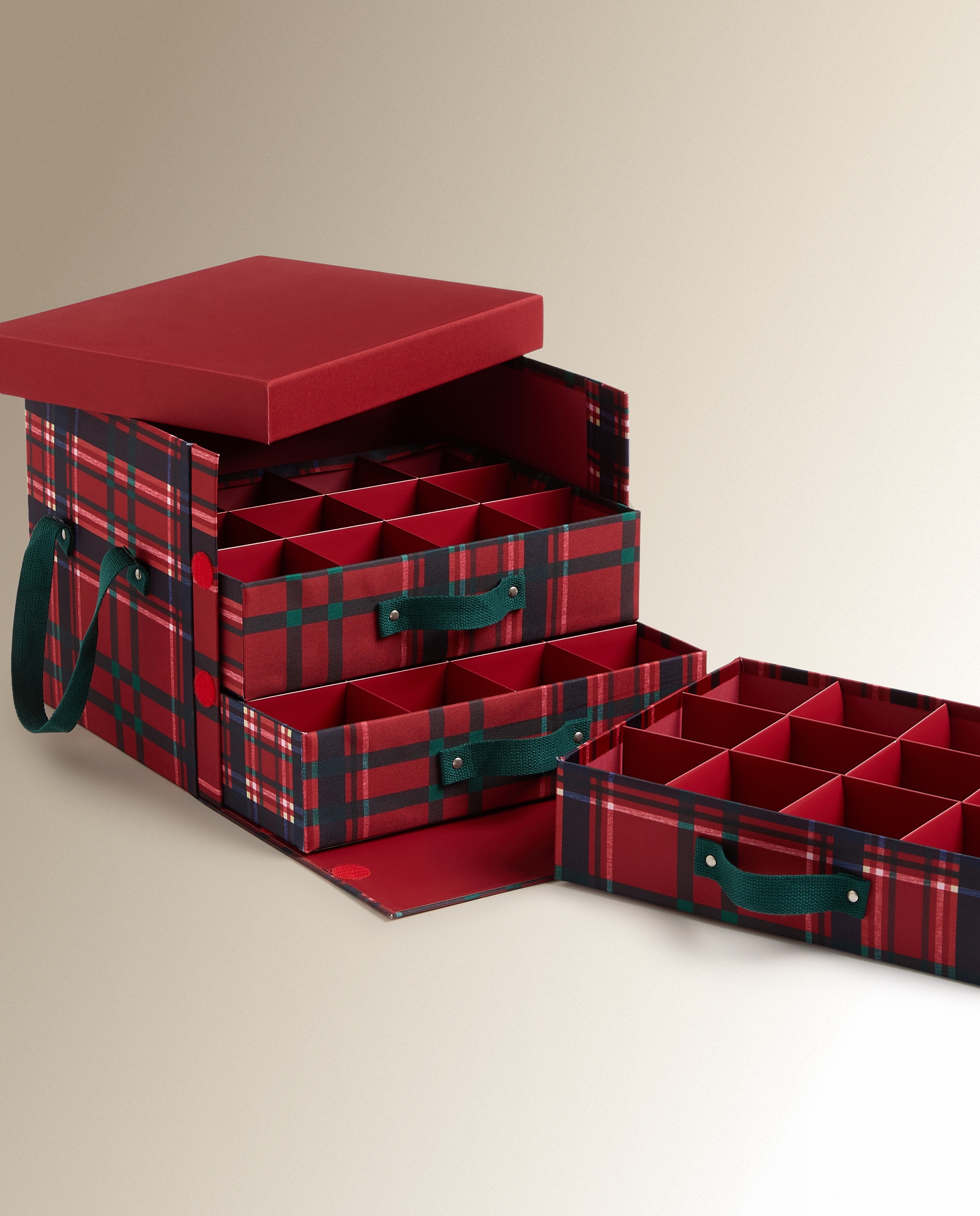 Imagen 4 de Caja organizadora con 36 compartimentos tartán Navidad - Rojo Grande Rojo
