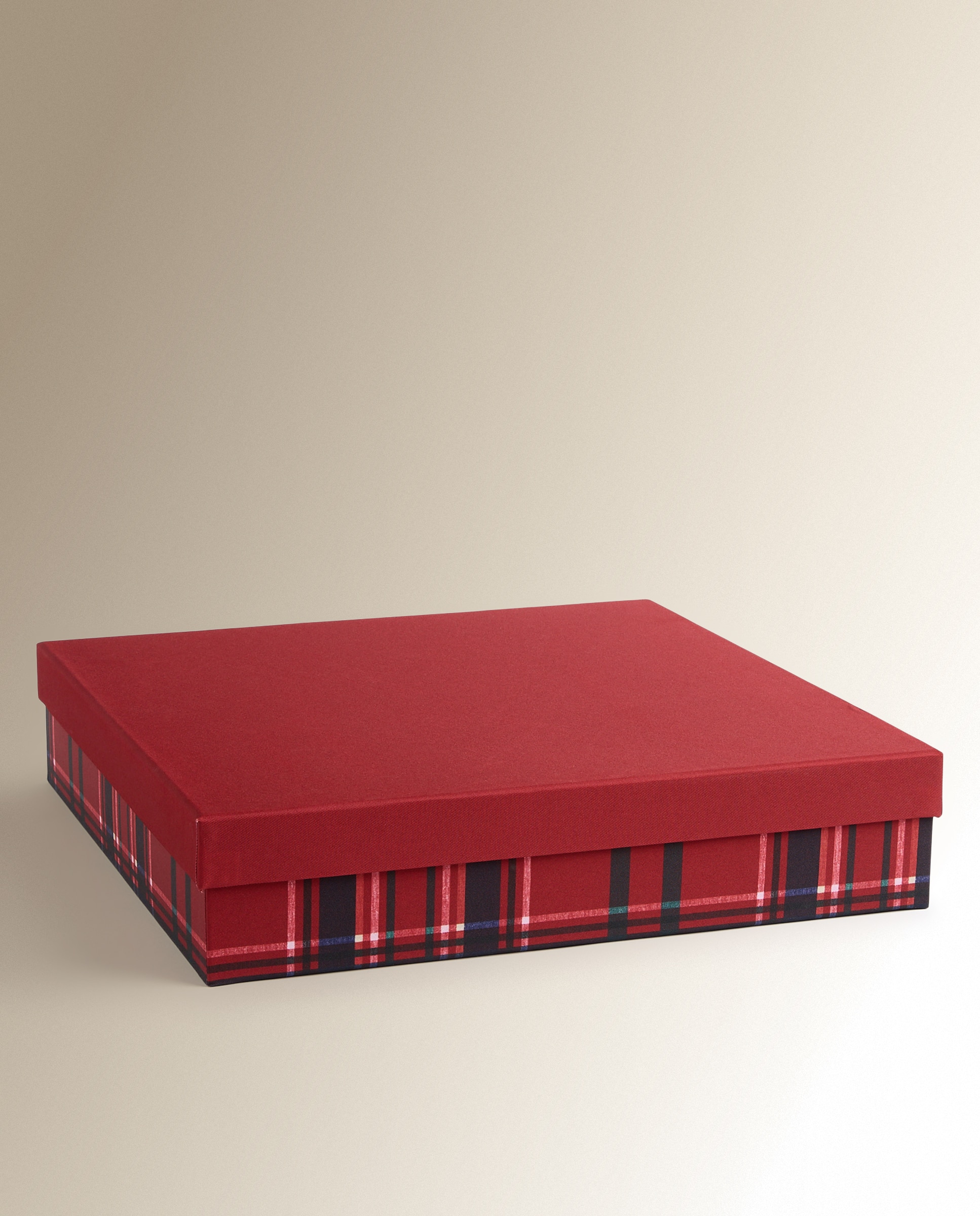Imagen 1 de Caja cuadrada Corona tartán Navidad Rojo