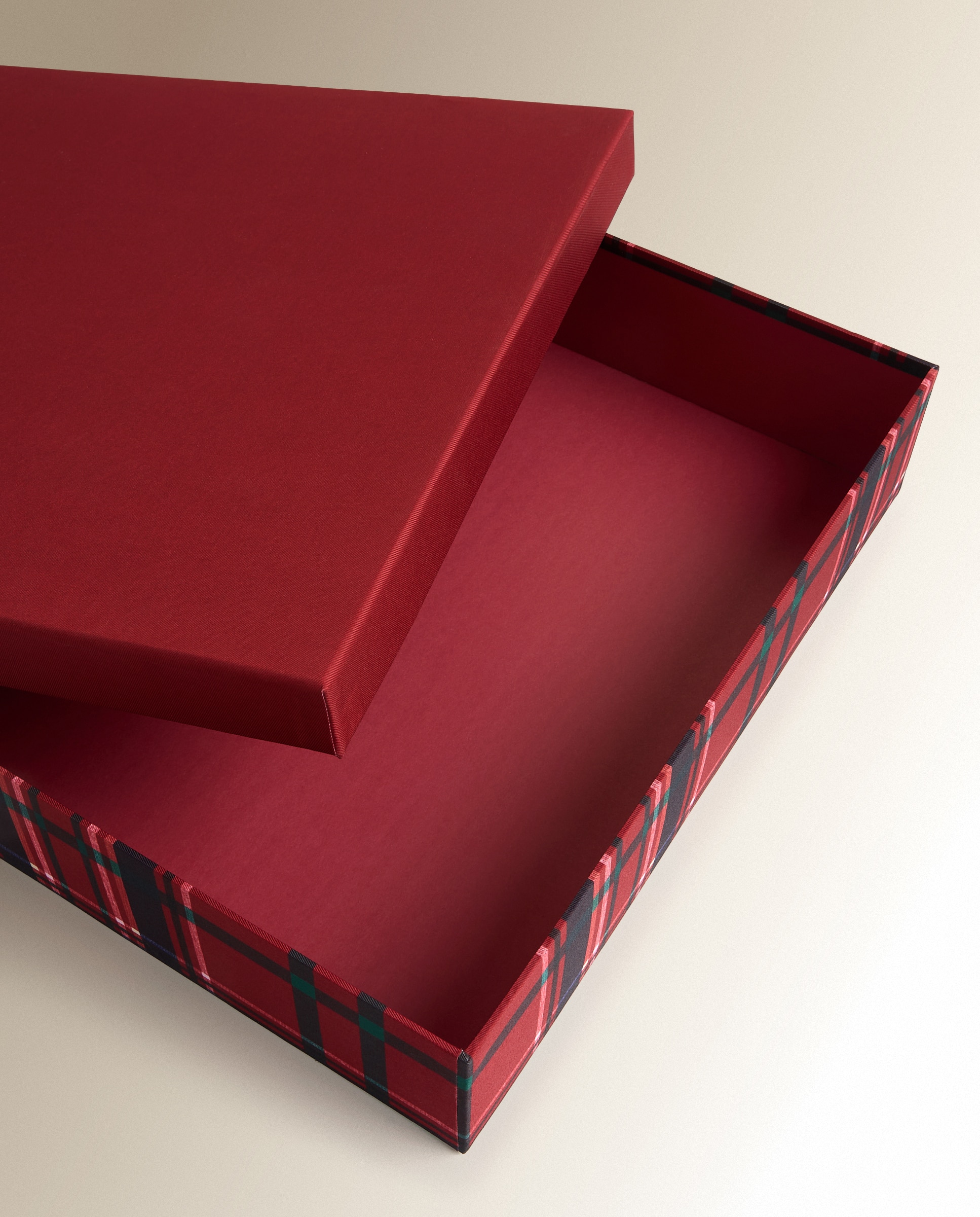 Imagen 3 de Caja cuadrada Corona tartán Navidad - Rojo Rojo
