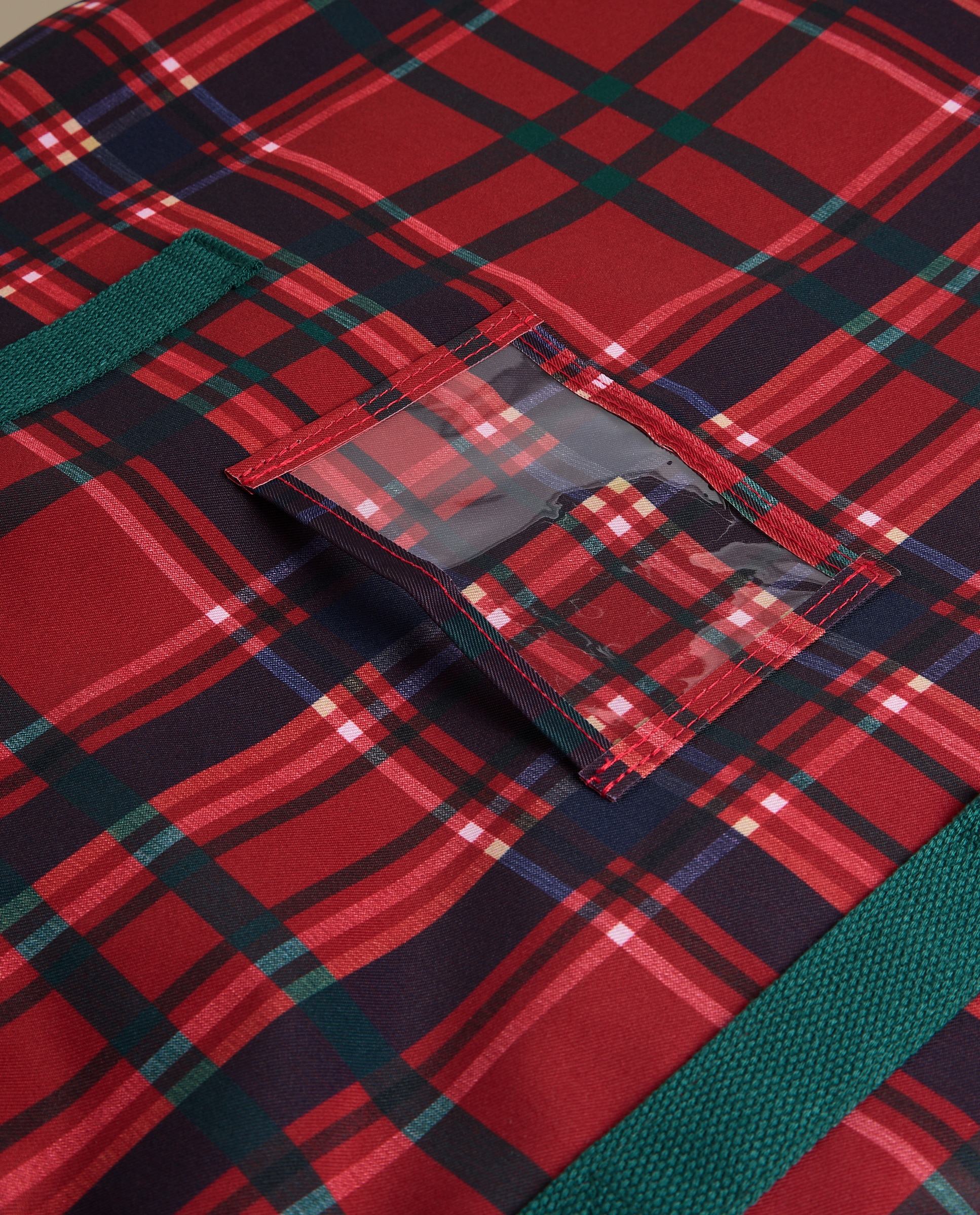 Imagen 3 de Funda redonda Corona tartán Navidad - Rojo Rojo