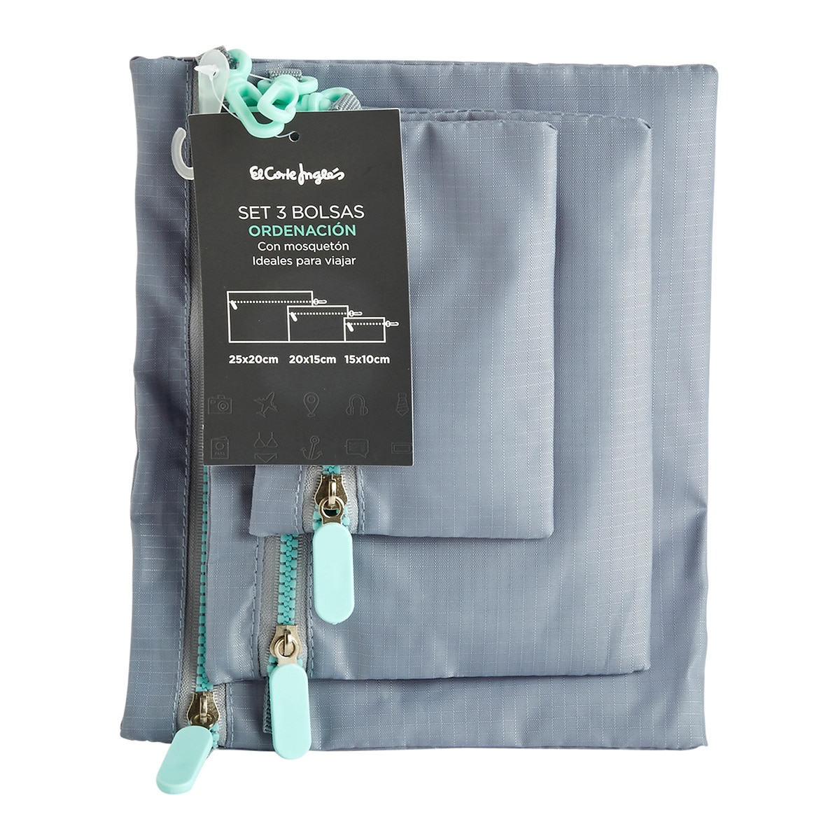 Conjunto de 3 sacos de viagem El Corte Inglés Cinzento-2