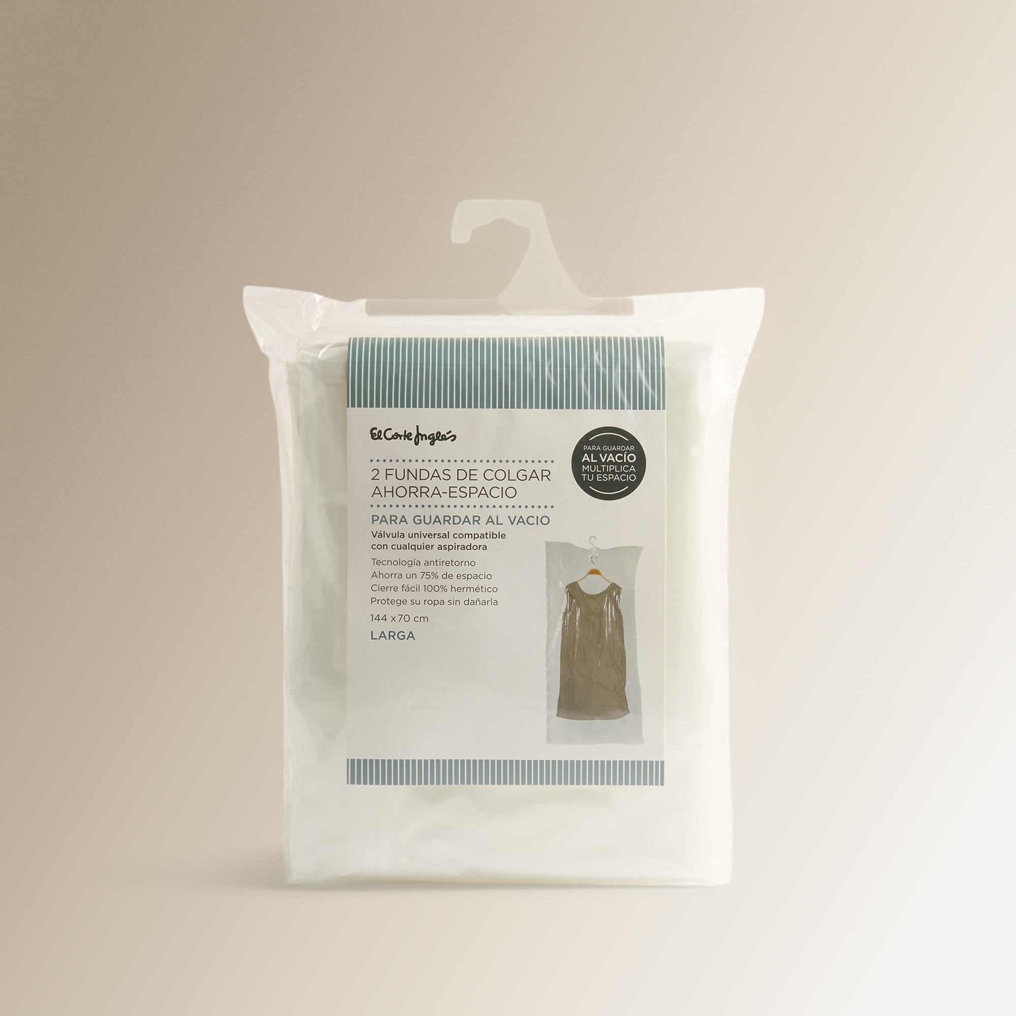 Conjunto de 2 capas poupa espaço para pendurar El Corte Inglés Transparente-5