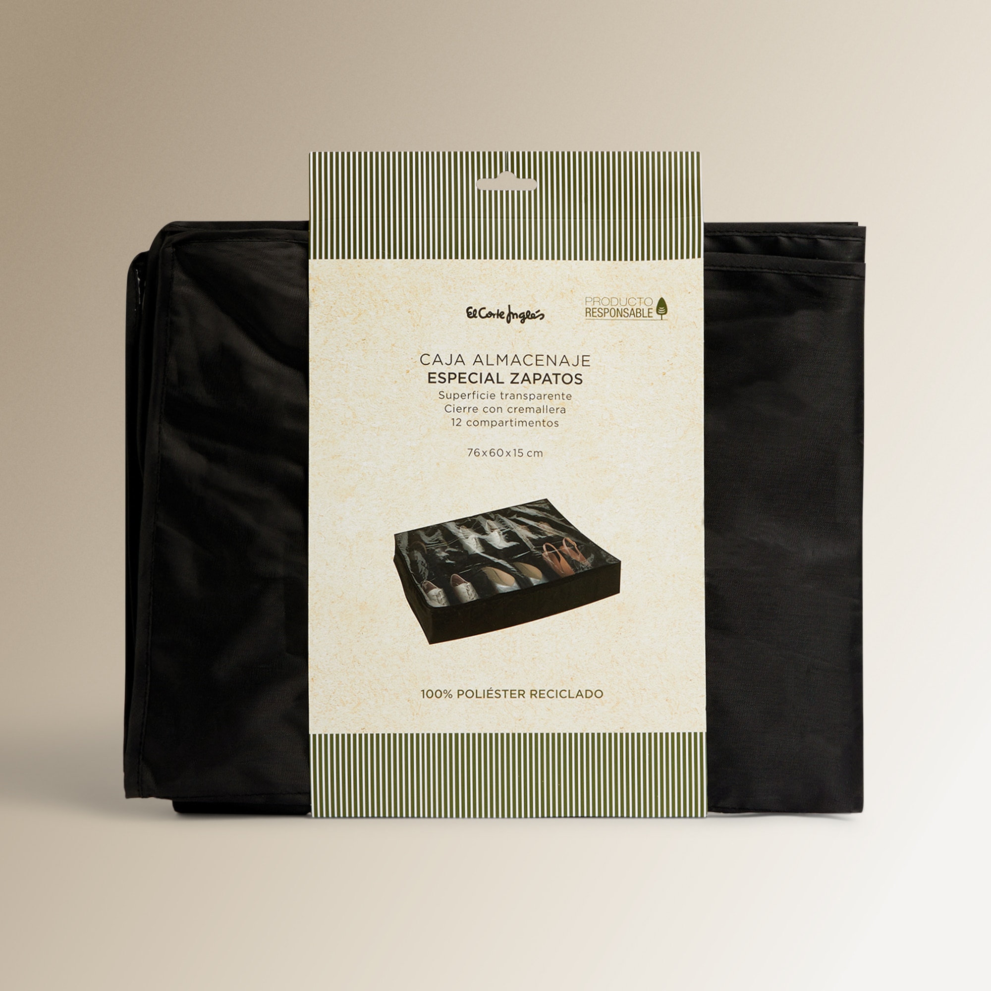Caja guarda zapatos poliéster reciclado El Corte Inglés Negro-4
