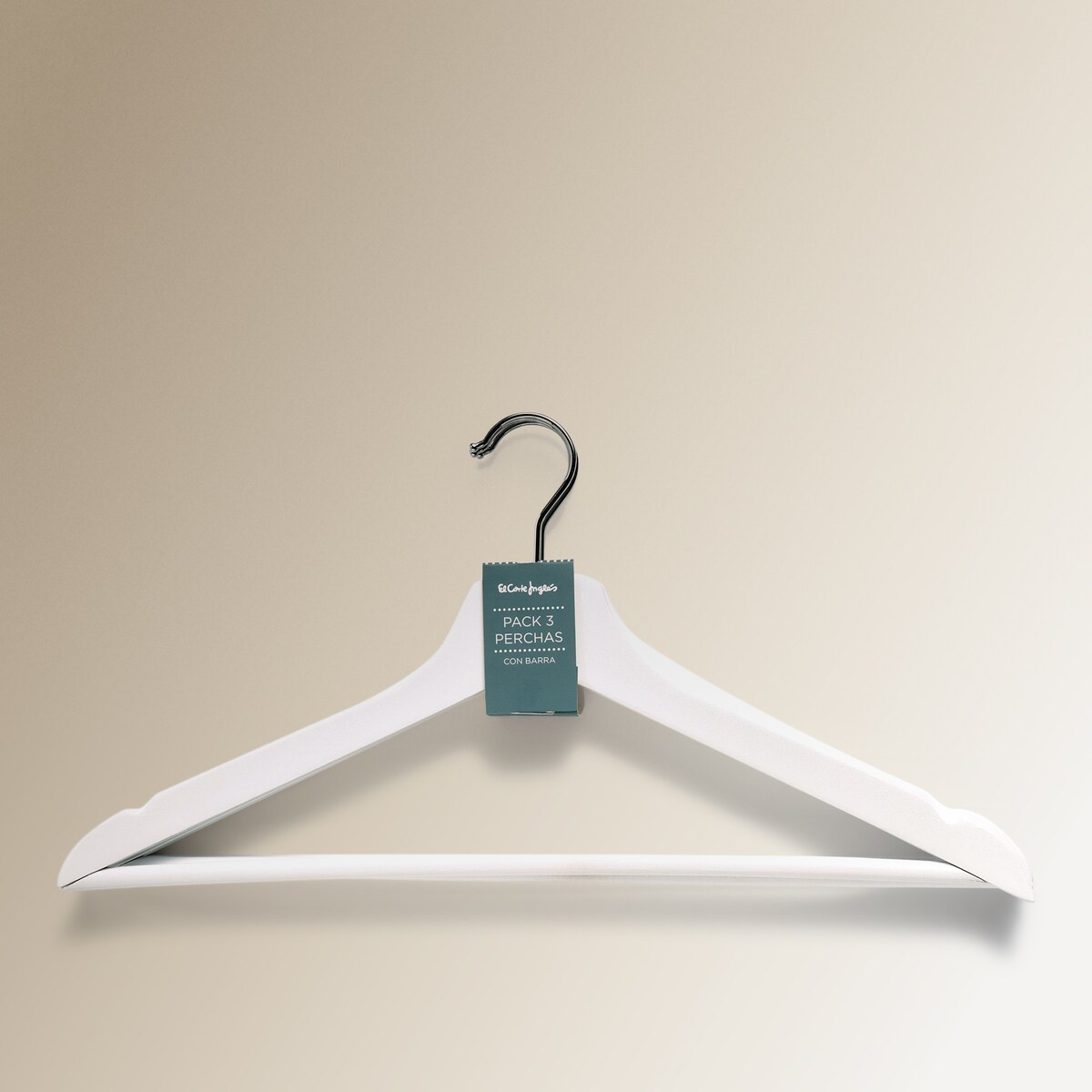 Set de 3 perchas de madera El Corte Inglés Blanco-3