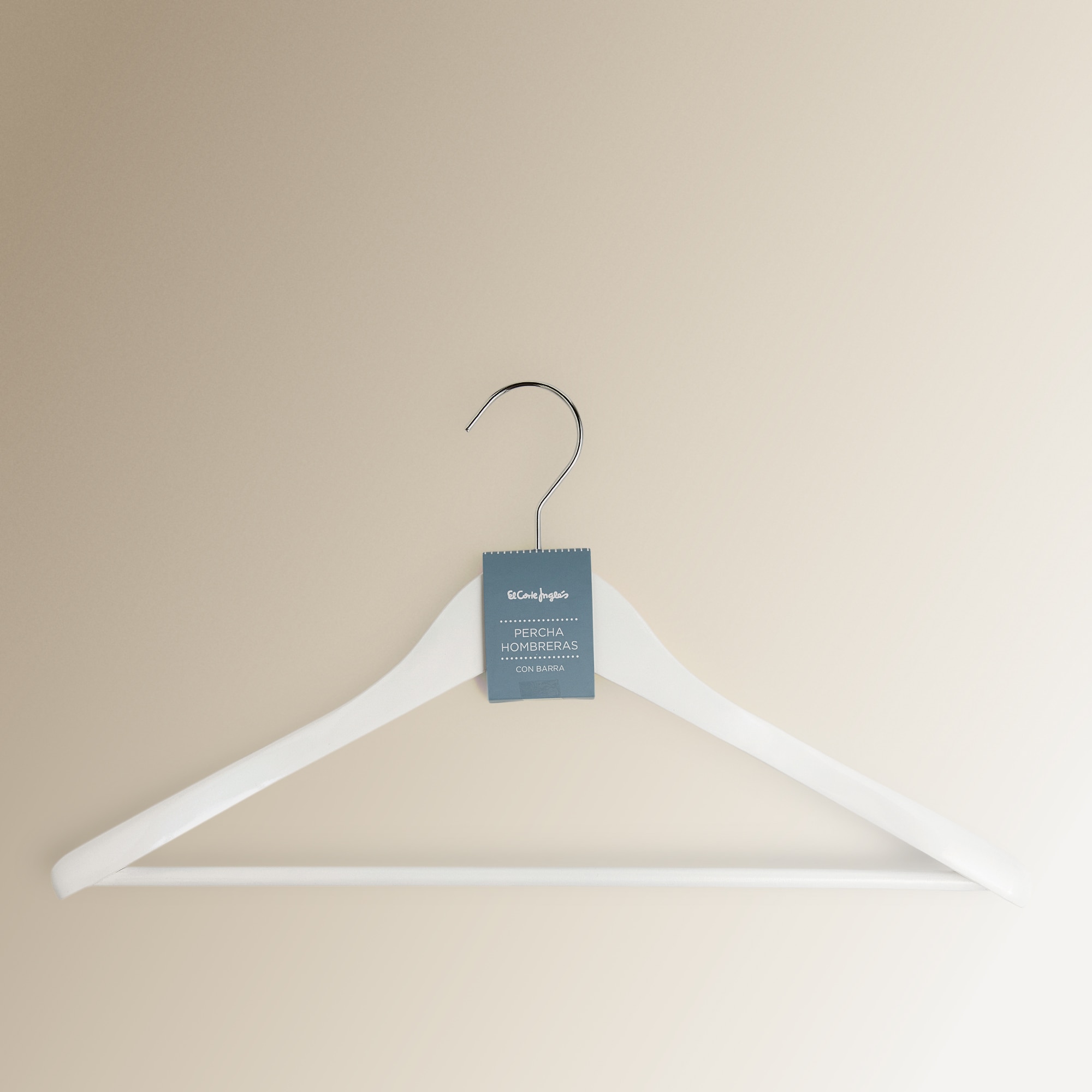 Cabide de madeira com ombreiras El Corte Inglés Branco-3