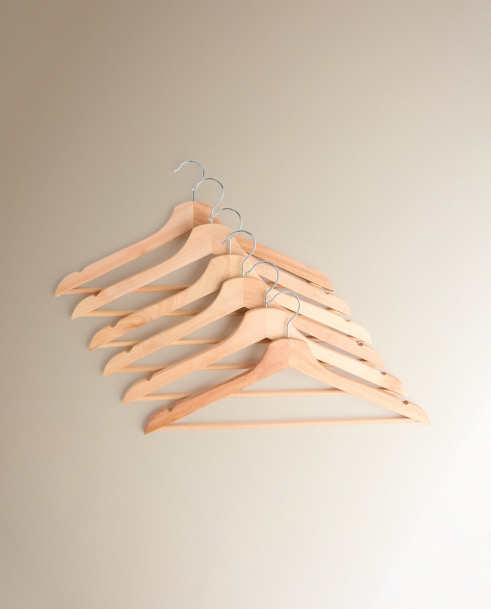 Imagen 0 de Set de 6 perchas de madera Natural