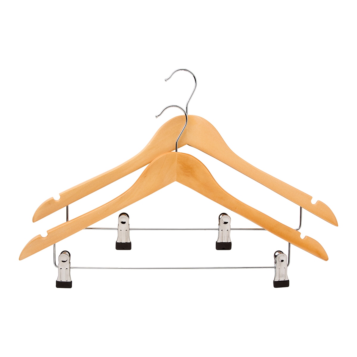 Conjunto de 2 cabides de madeira com molas El Corte Inglés Natural-1