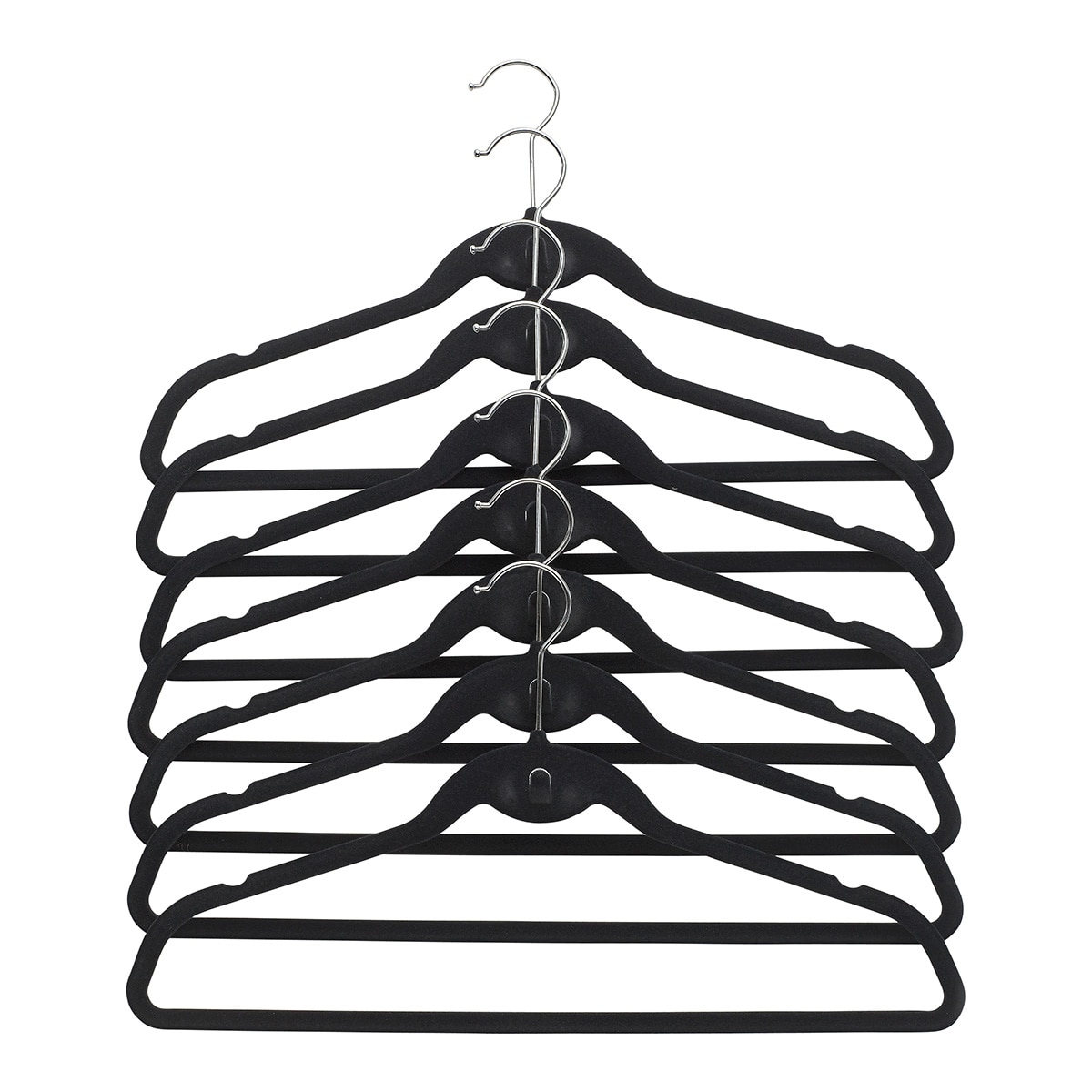 Set de 10 perchas flocadas Basics El Corte Inglés Negro-2