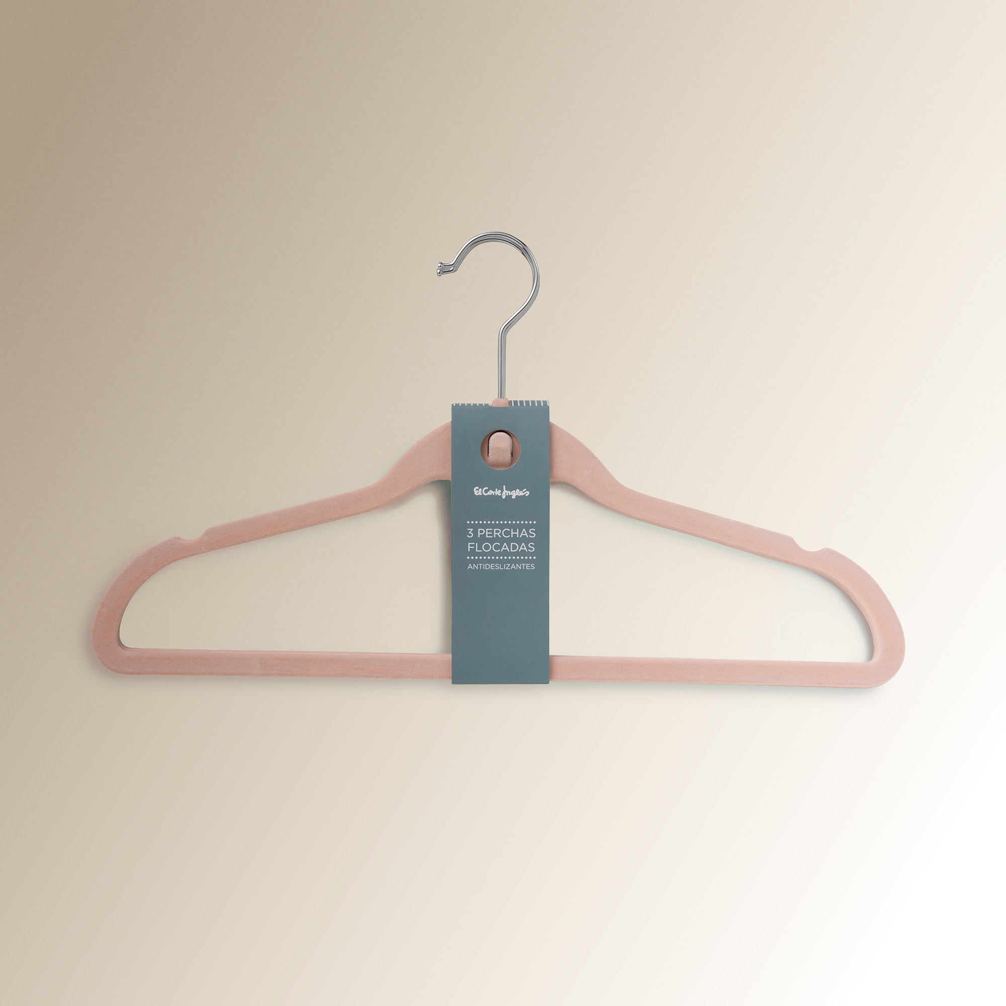Conjunto de 3 cabides flocados rosas Rosa-pálido-2