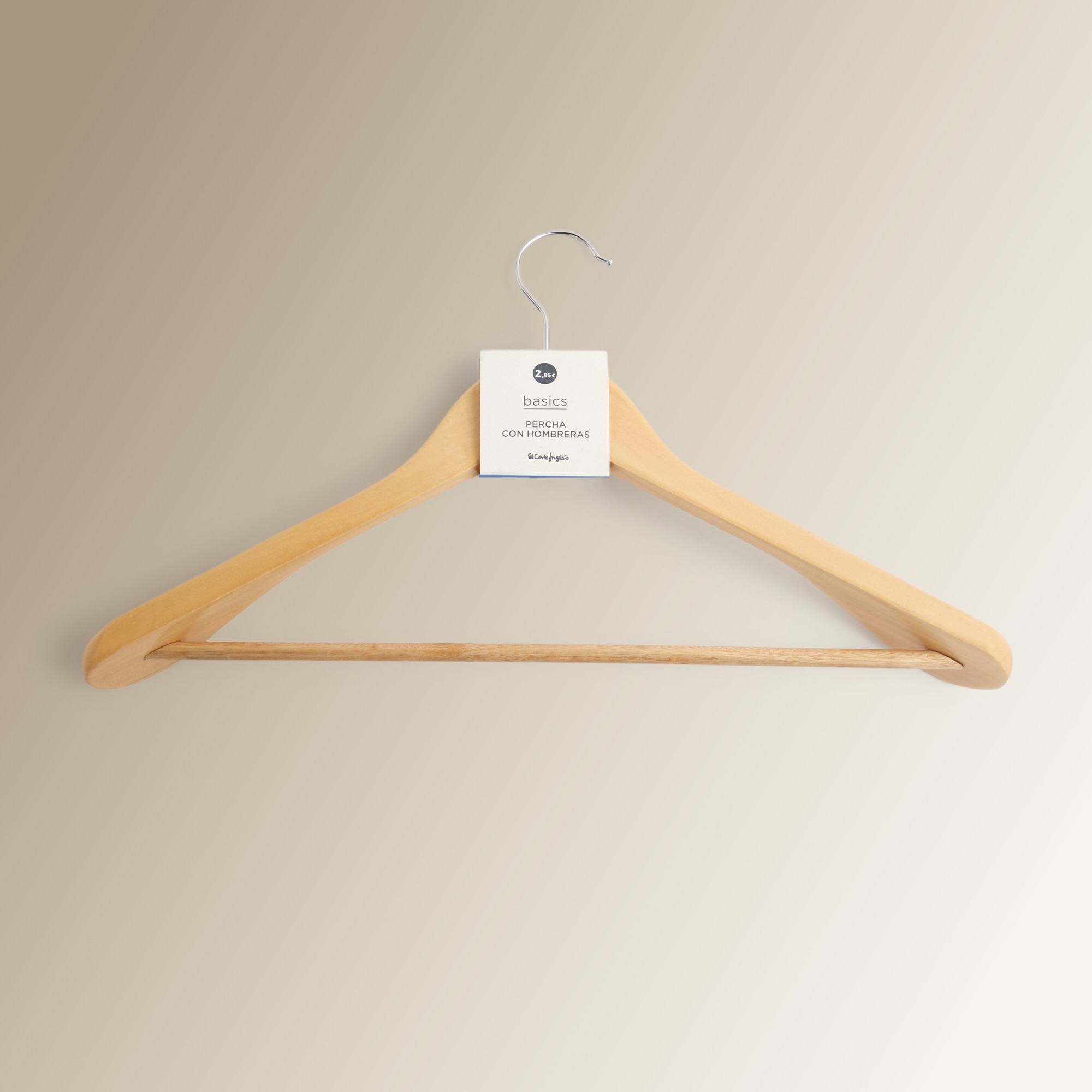 Percha con hombrera madera Basics El Corte Inglés Natural-3