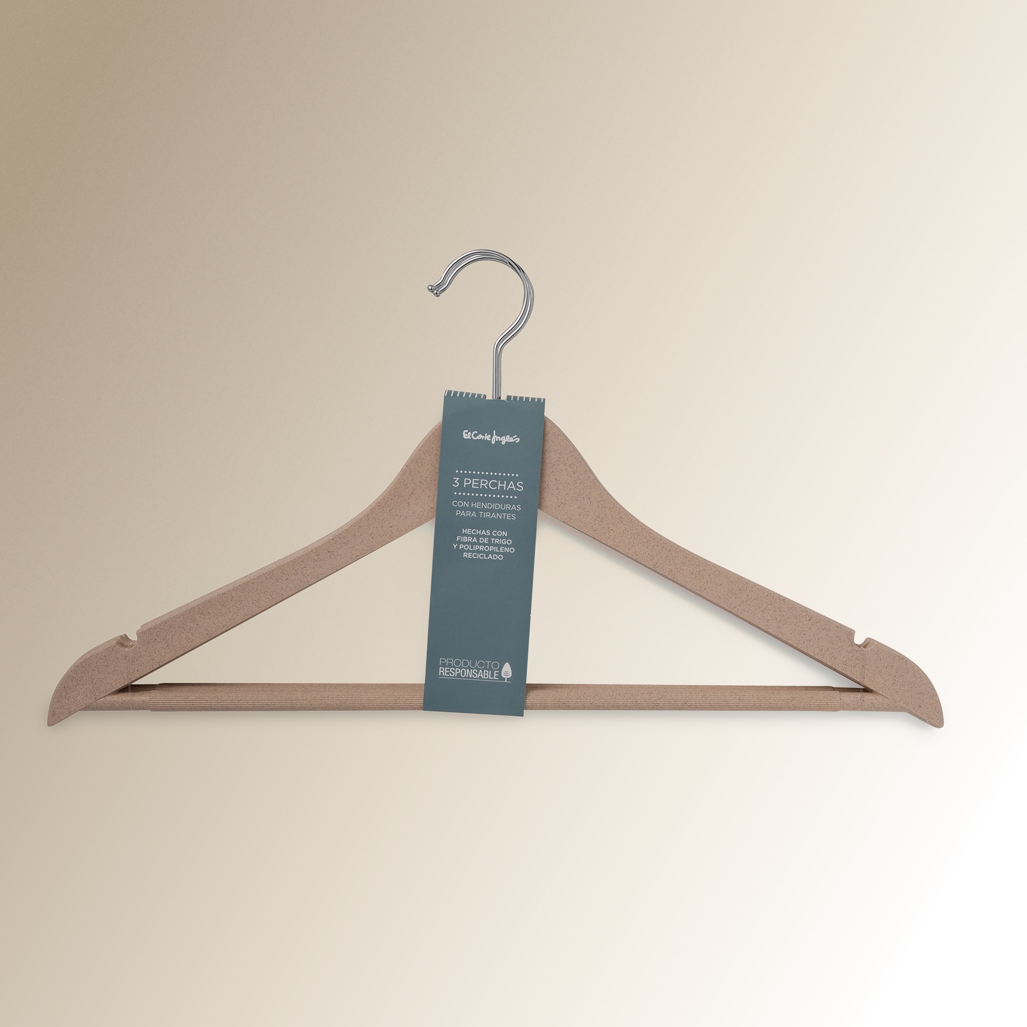 Conjunto de 3 cabides de fibra de trigo Natural-2