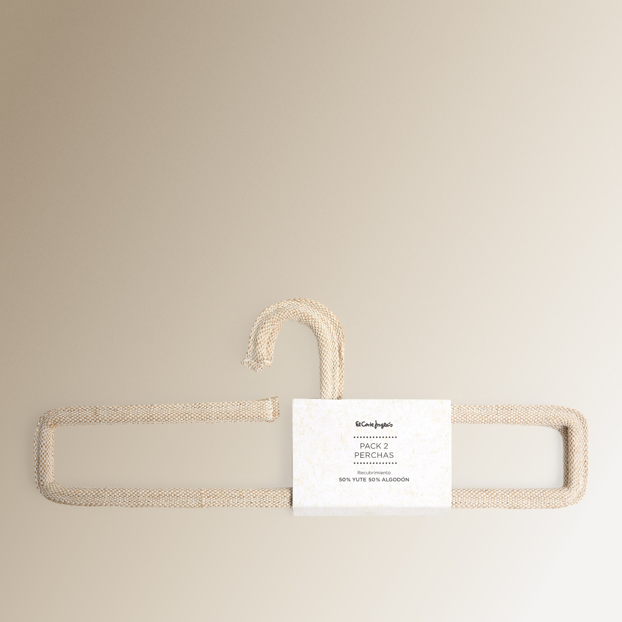 Conjunto de Dois Cabides de Algodão para Calças Natural-3