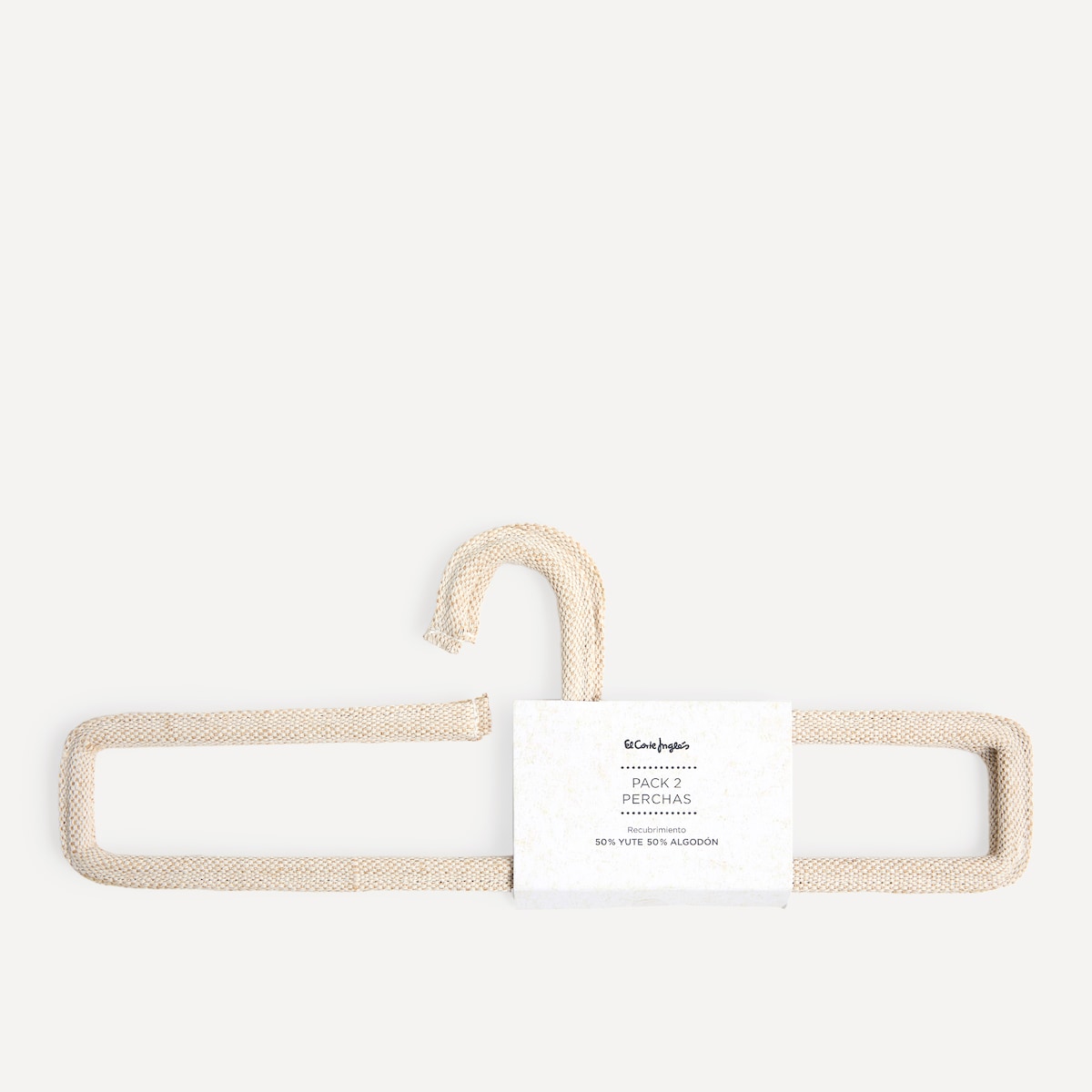 Set de dos perchas de algodón para pantalón El Corte Inglés Natural-3